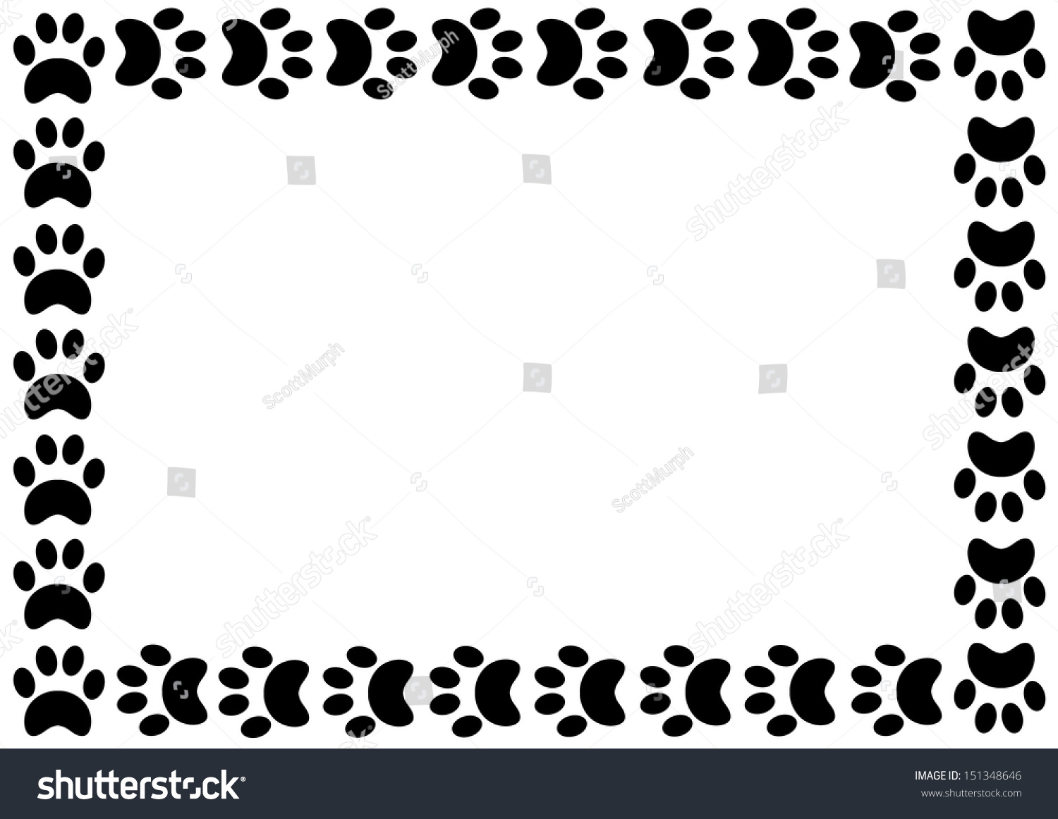 Download Animal Paw Print Border. Vector - 151348646 : Shutterstock