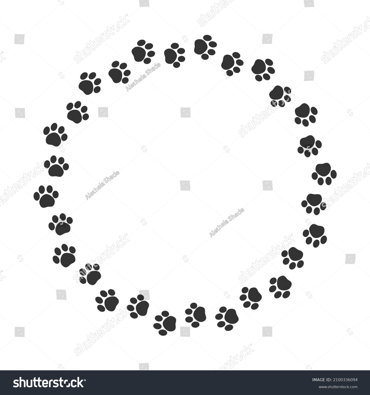 Animal Paw Print Round Border Frame Stock Vector (Royalty Free ...