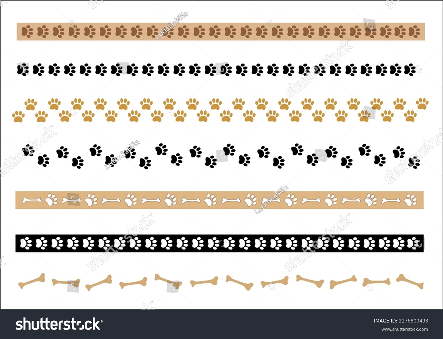 Animal Paw Prints Stripe Border Divider Stock Vector (Royalty Free ...