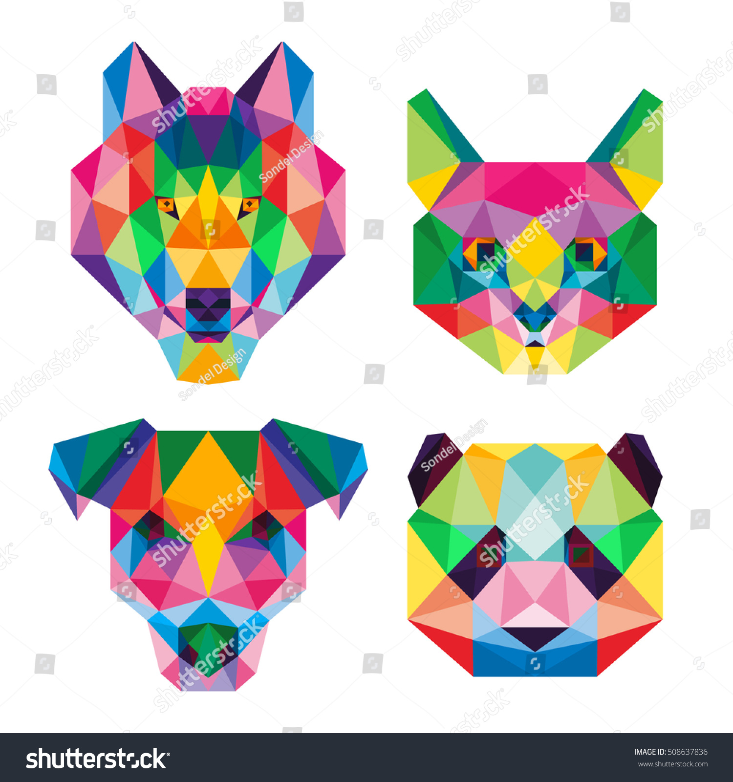 Pet Polygonal Poly Pop Farbwolf Katzhunde Panda Icon