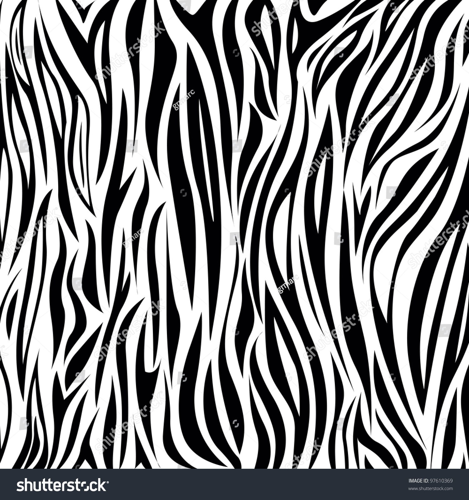 Animal Print Zebra Texture Background Black Stock Vector 97610369 ...