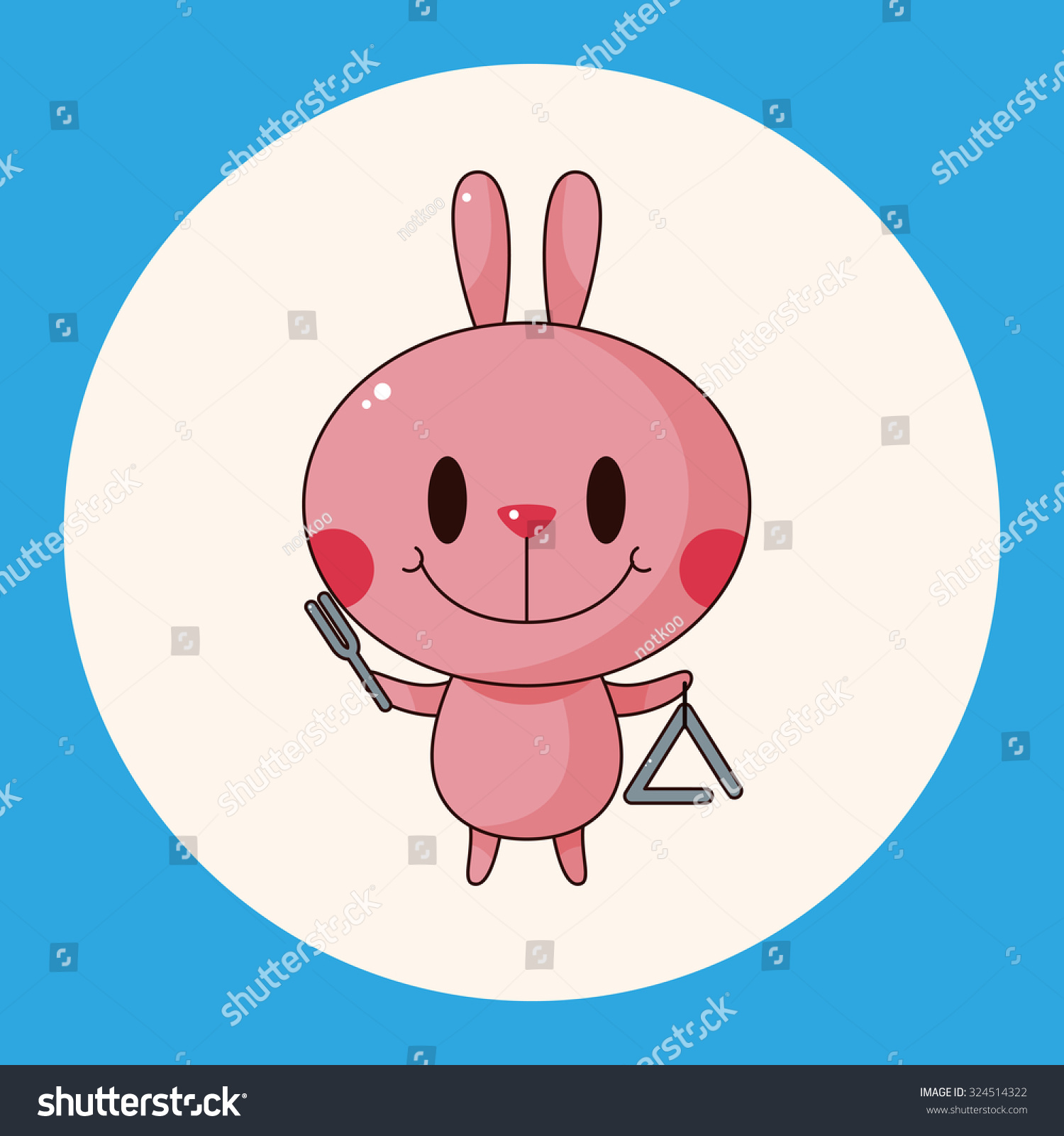 Animal Rabbit Playing Instrument Cartoon Theme Stock Vector (Royalty ...