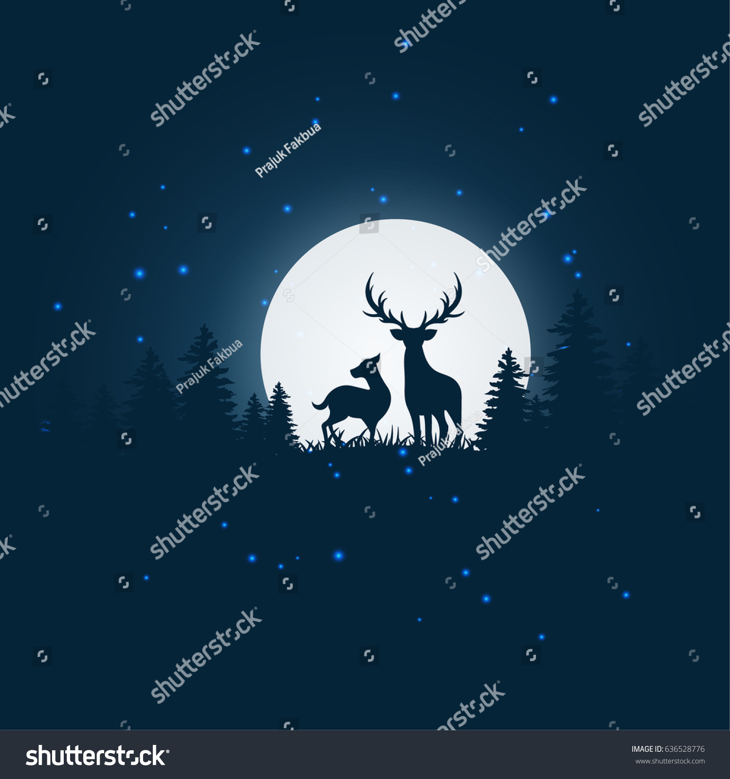 Animal Silhouette Deer Silhouette Standing On Stock Vector 636528776 ...