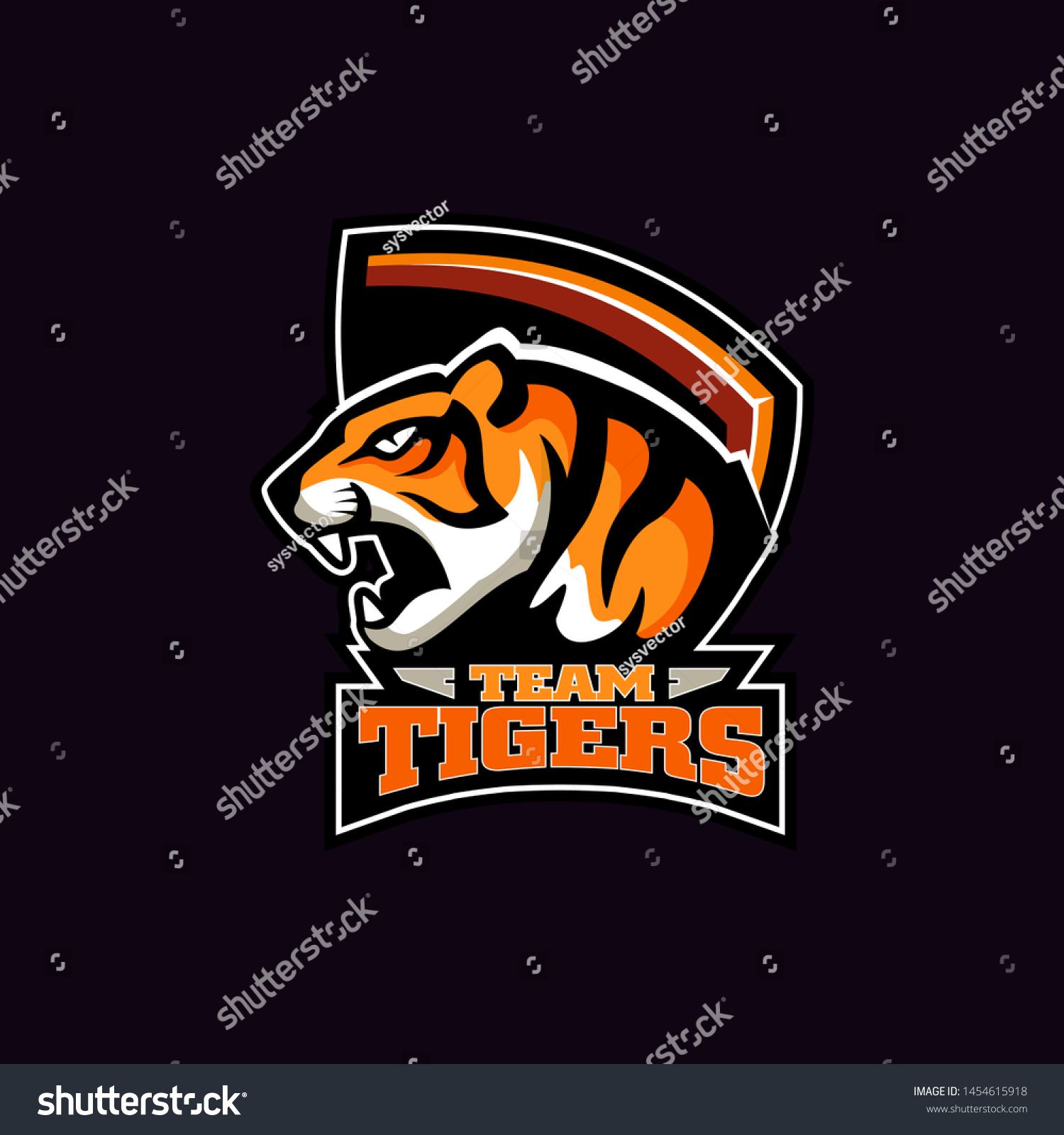 Animal Tigers Sports Logo Mascot Esports: vector de stock (libre de