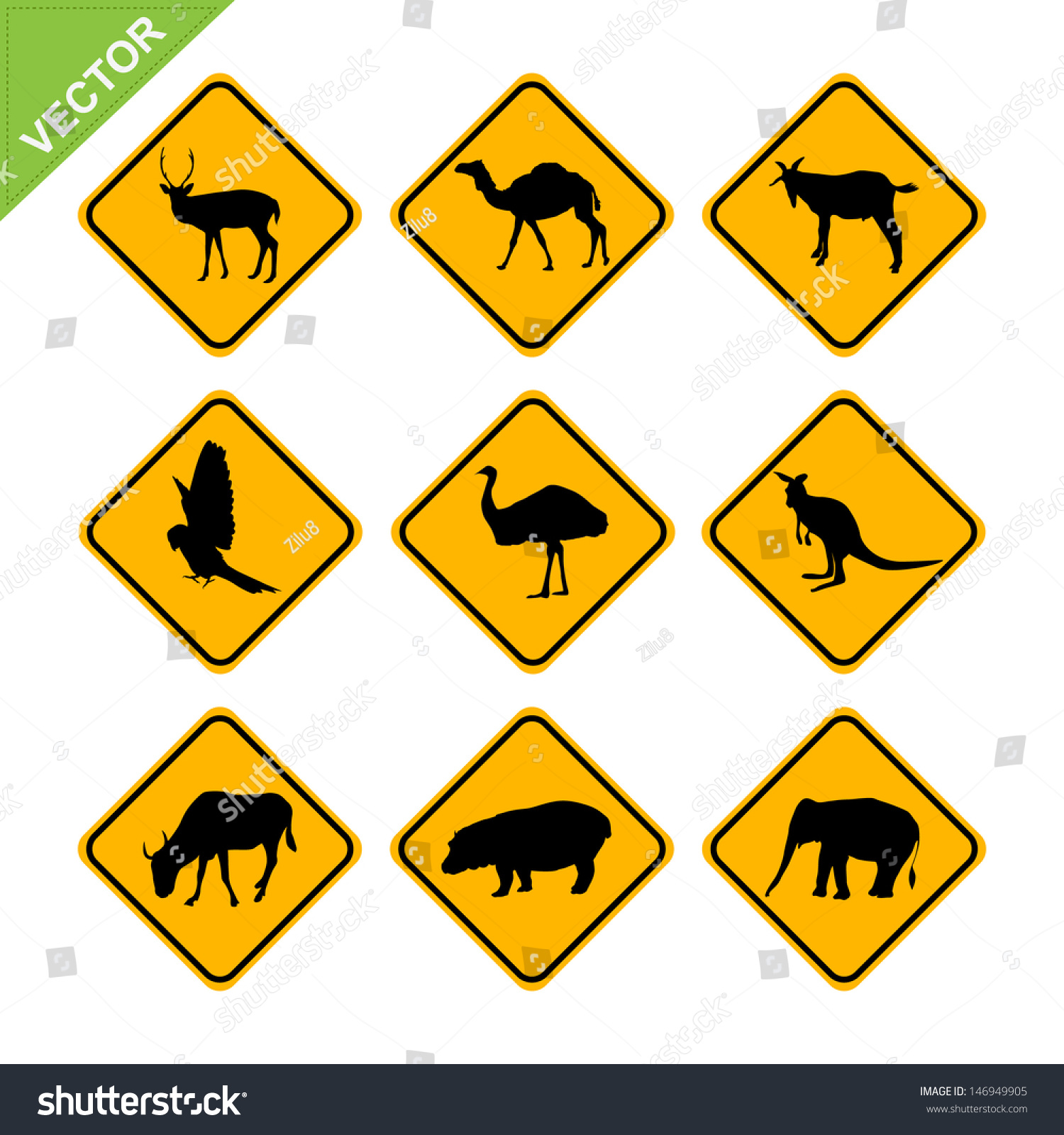 Animal Traffic Sign Vector - 146949905 : Shutterstock