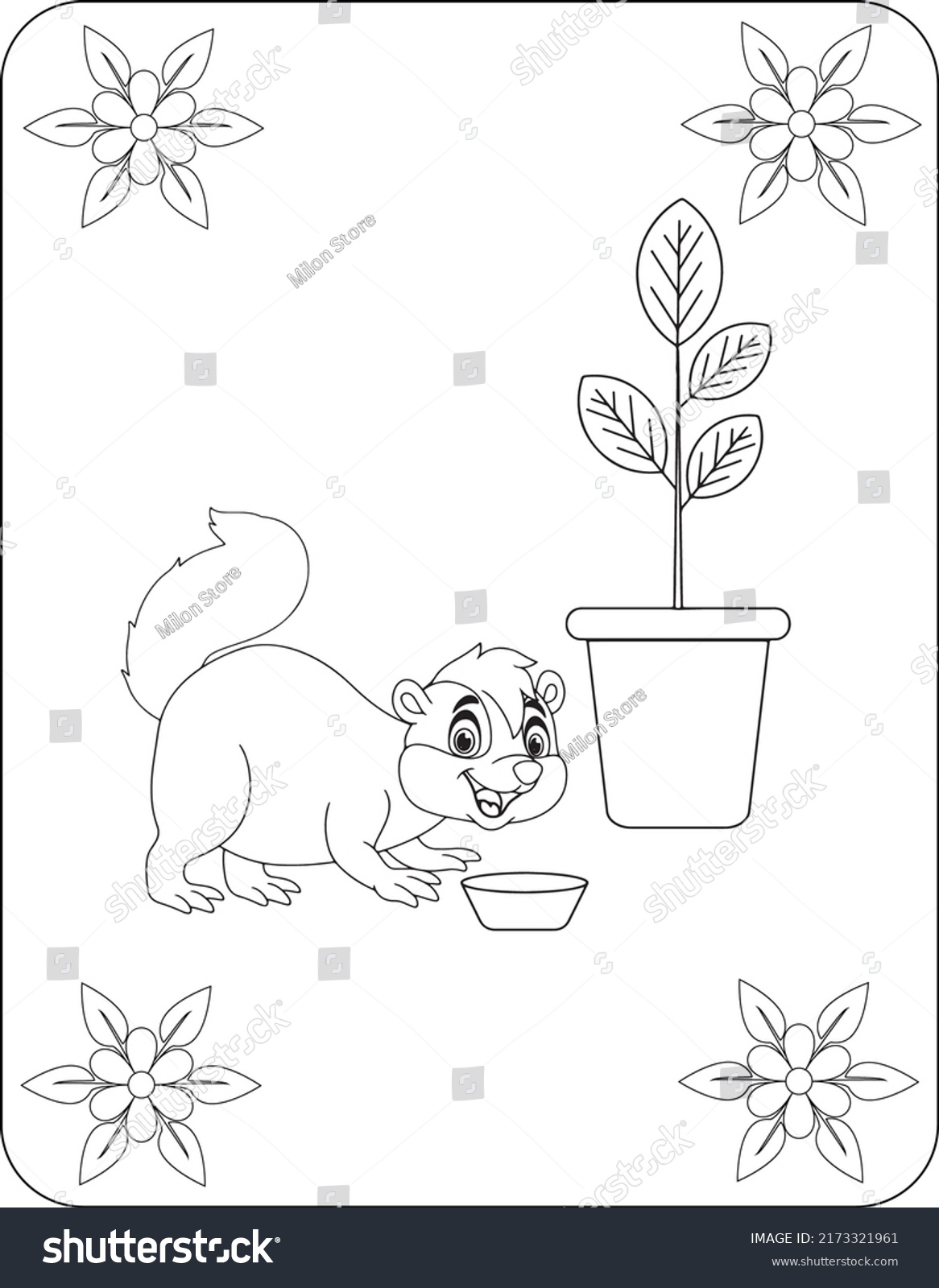 Animals Drinking Coloring Pages Kids Stock Vector (Royalty Free