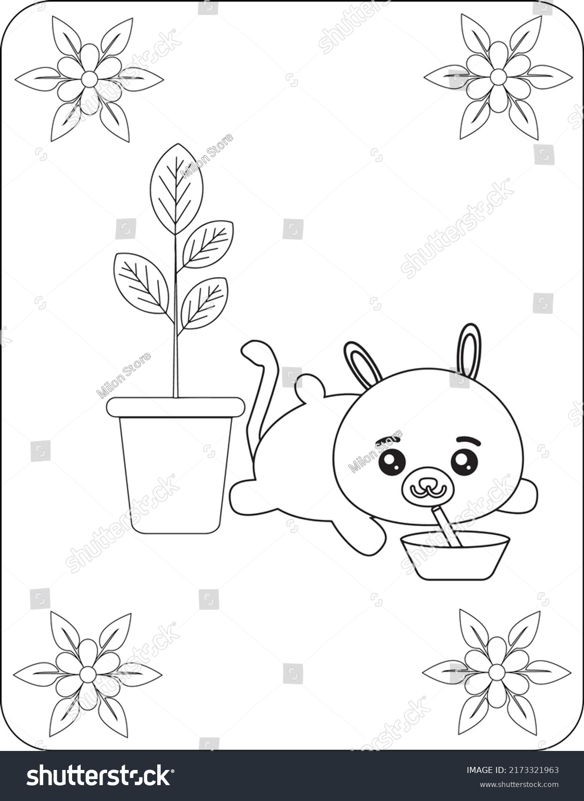 Animals Drinking Coloring Pages Kids Stock Vector (Royalty Free