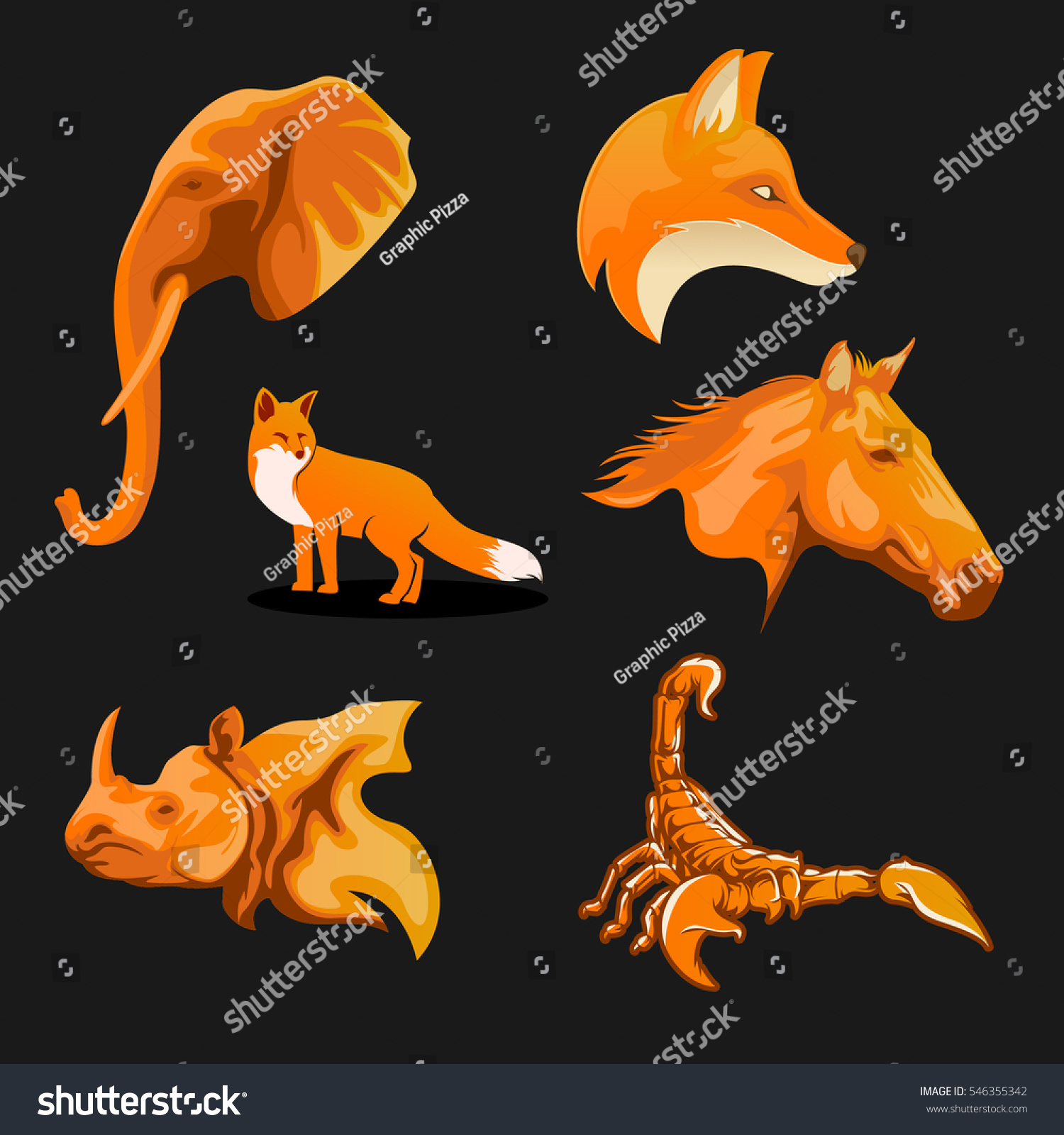 Animals Logo Symbol Orange Color Stock Vektorgrafik Lizenzfrei ...
