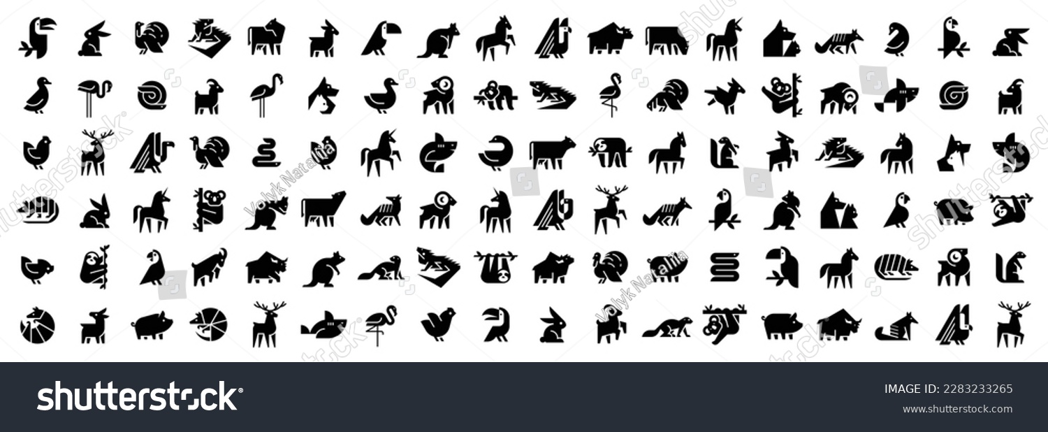 SVG of Animals logos collection. Animal logo set. Geometrical abstract logos. Icon design	 svg