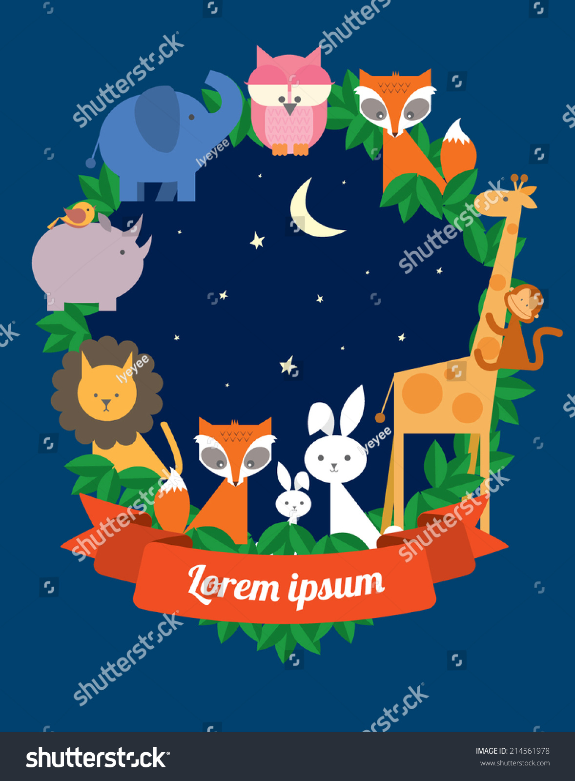 Animals Midnight Template Vectorillustration Stock Vector (Royalty Free Animals Midnight Template Vectorillustration Stock Vector (Royalty Free