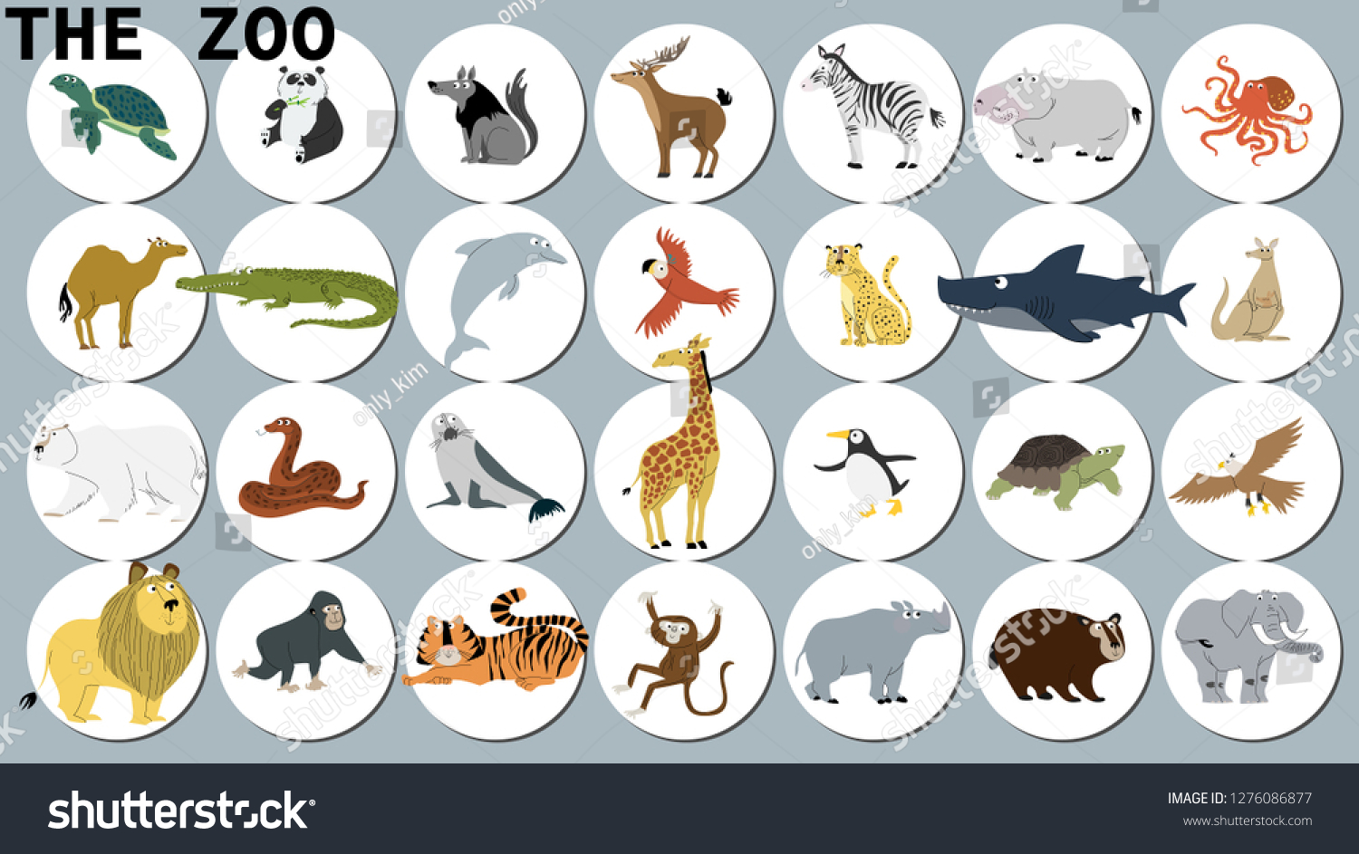 Animals World Setvector Cartoon Flat Illustration Stock Vector (royalty 