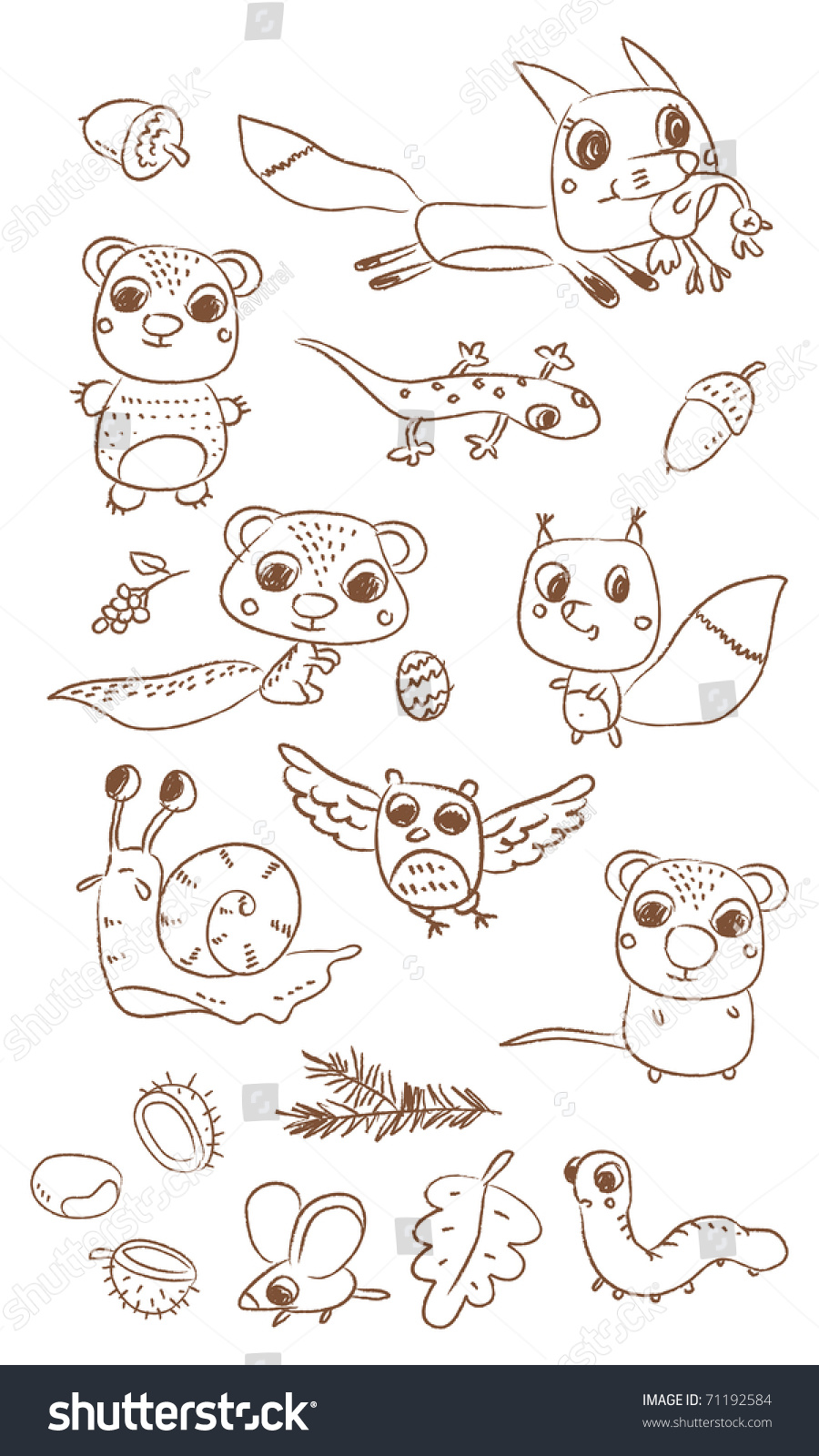 Animals Vector Drawing Set - 71192584 : Shutterstock