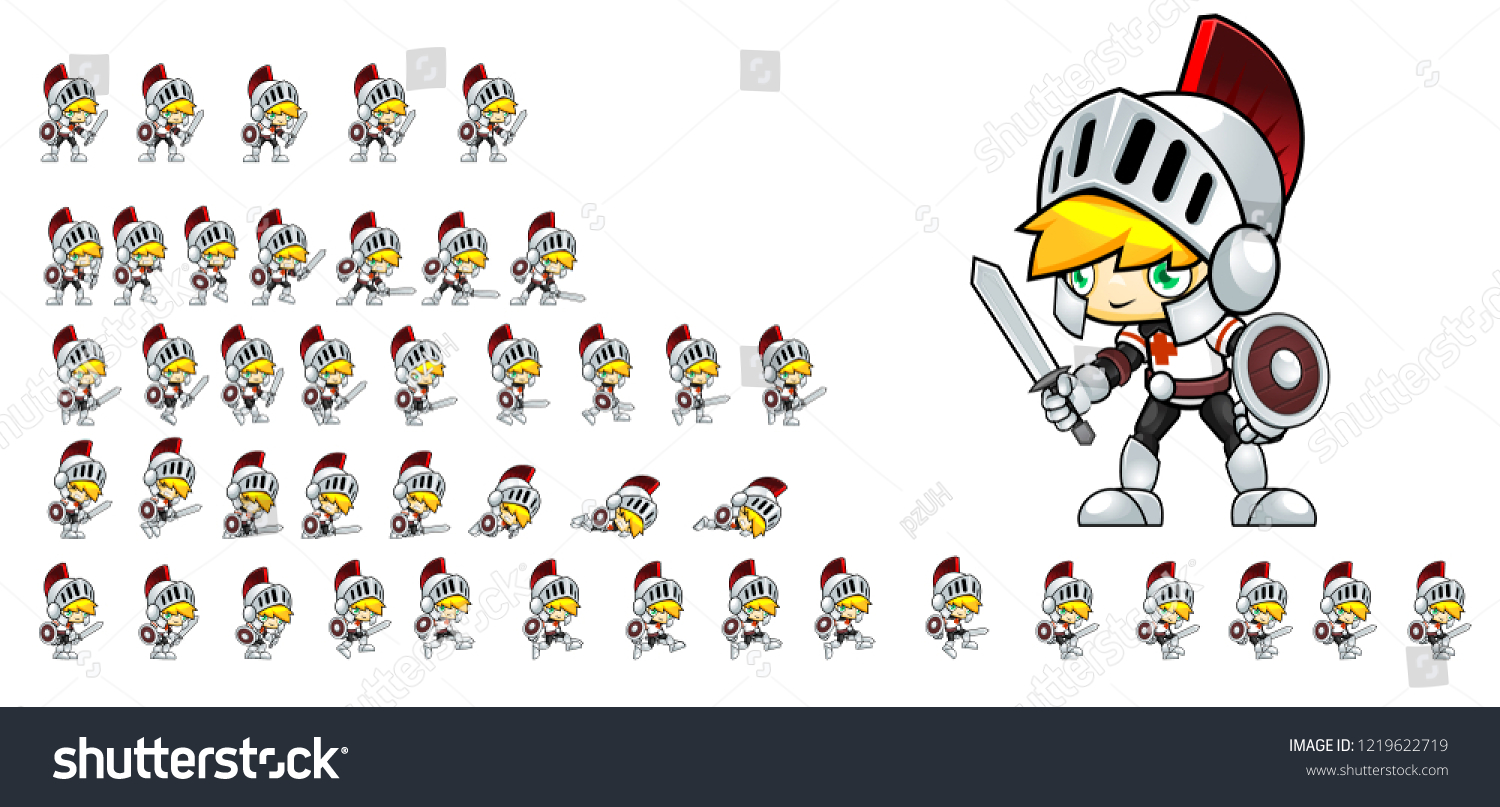 Animated Knight Game Character Creating 2d Stock Vector Royalty Free