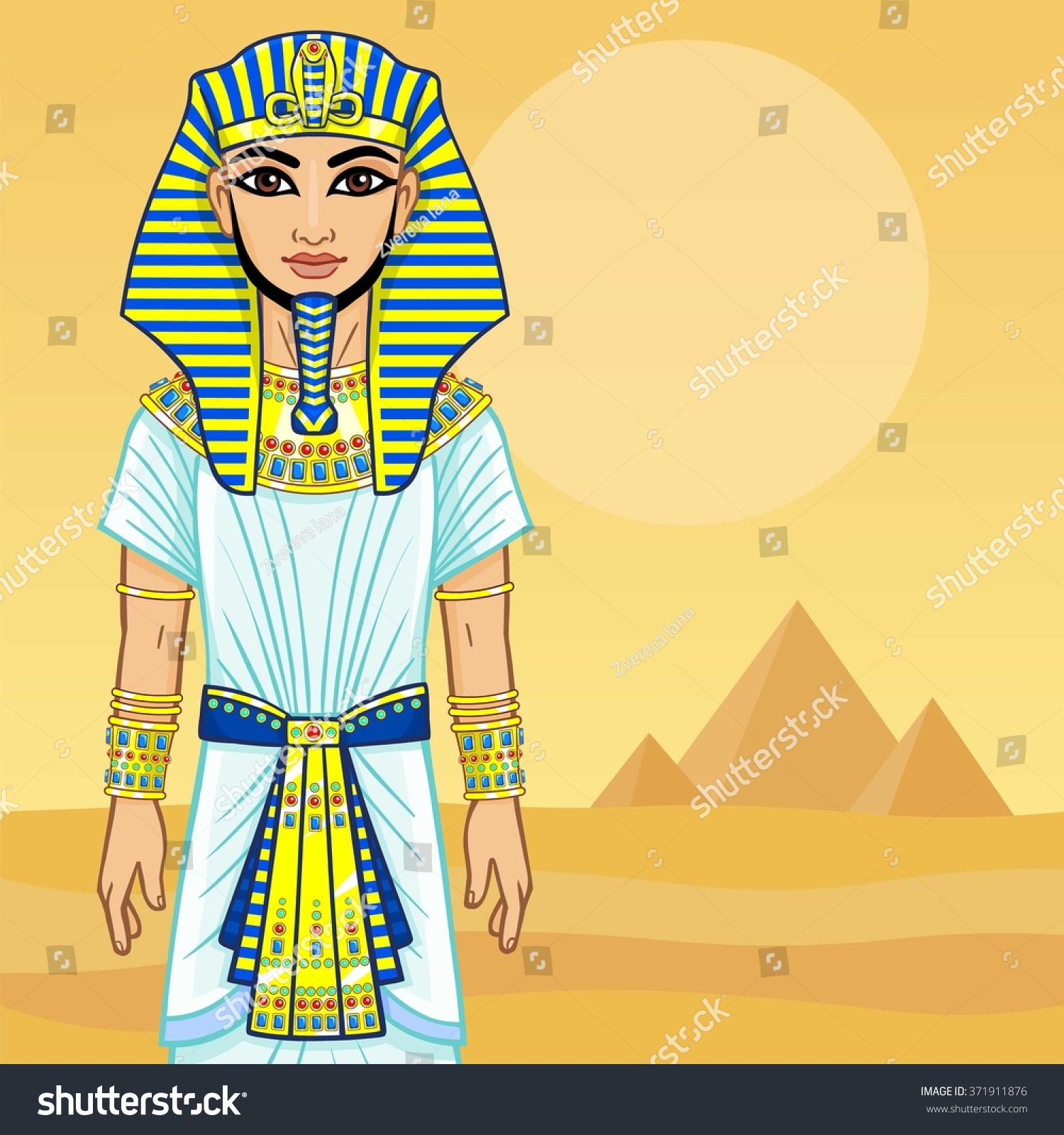 Animation Egyptian Pharaoh Background Desert Pyramids Stock Vector ...