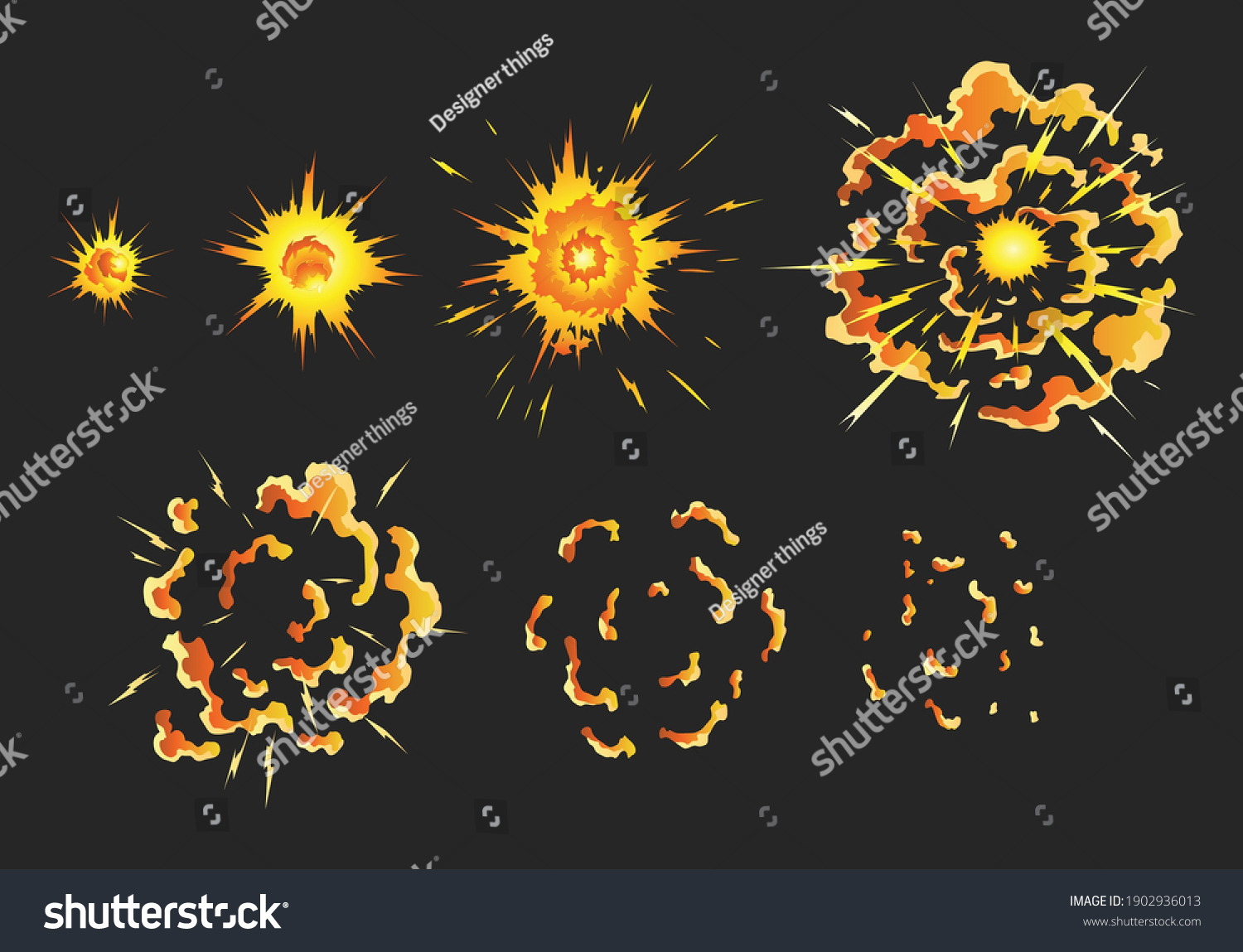 Animation Game Explosion Effect Separate Frames Stock Vector (Royalty ...