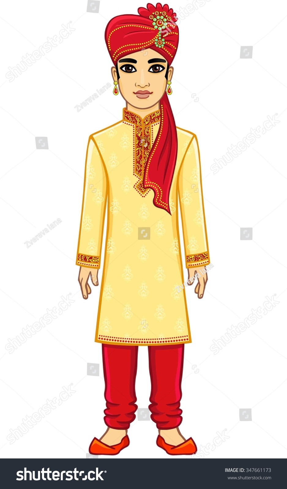 Animation Indian Man. Full Growth. Isolated On A White Background ...