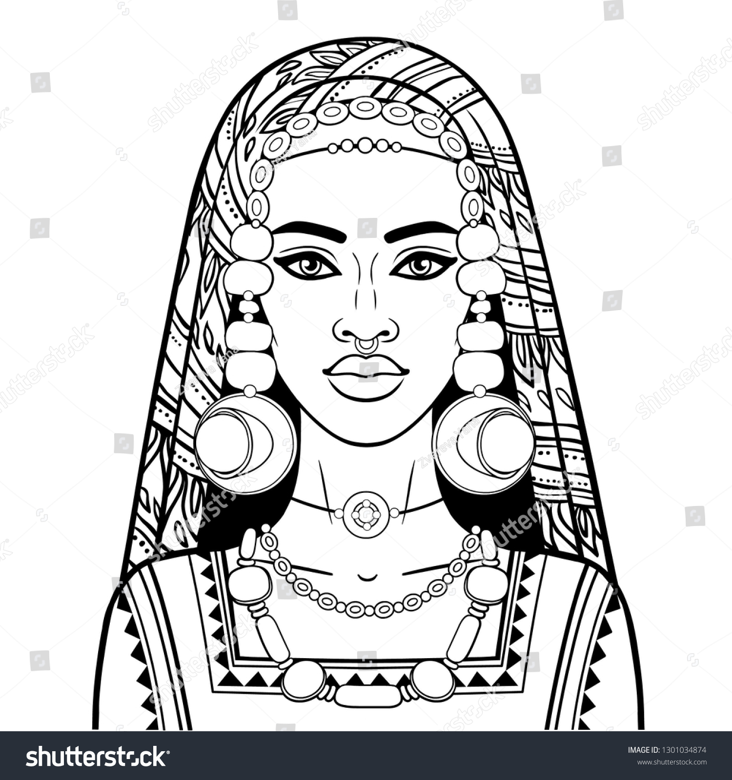 Animation Portrait Young Beautiful African Woman Stock Vector (Royalty ...