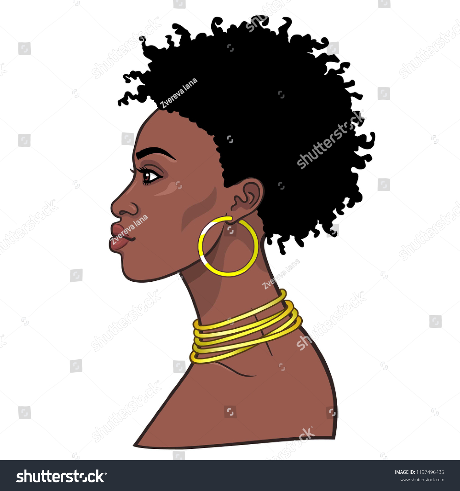 Animation Portrait Young Beautiful African Woman Stock Vector (Royalty ...