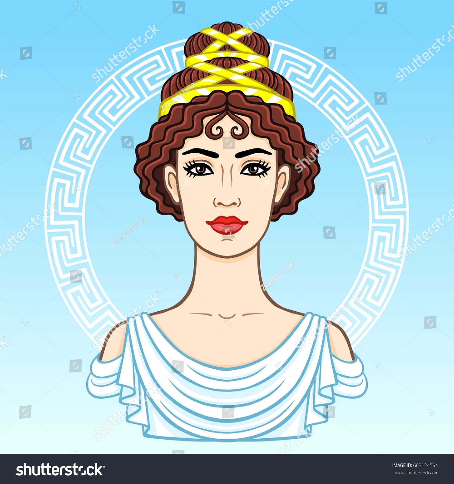 Animation Portrait Young Beautiful Greek Woman Stock Vector (Royalty ...