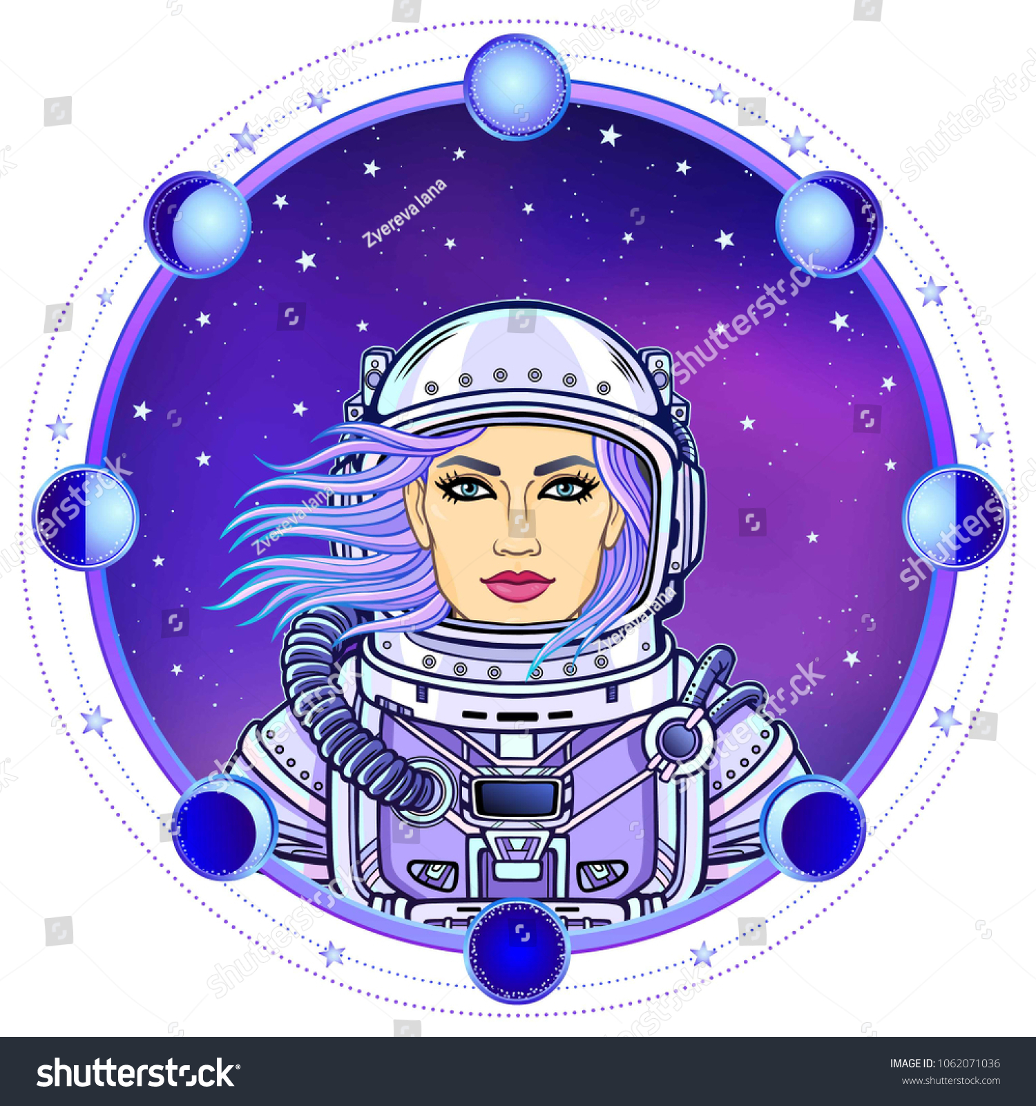 Animation Woman Astronaut Space Suit Color Stock Vector (Royalty Free ...