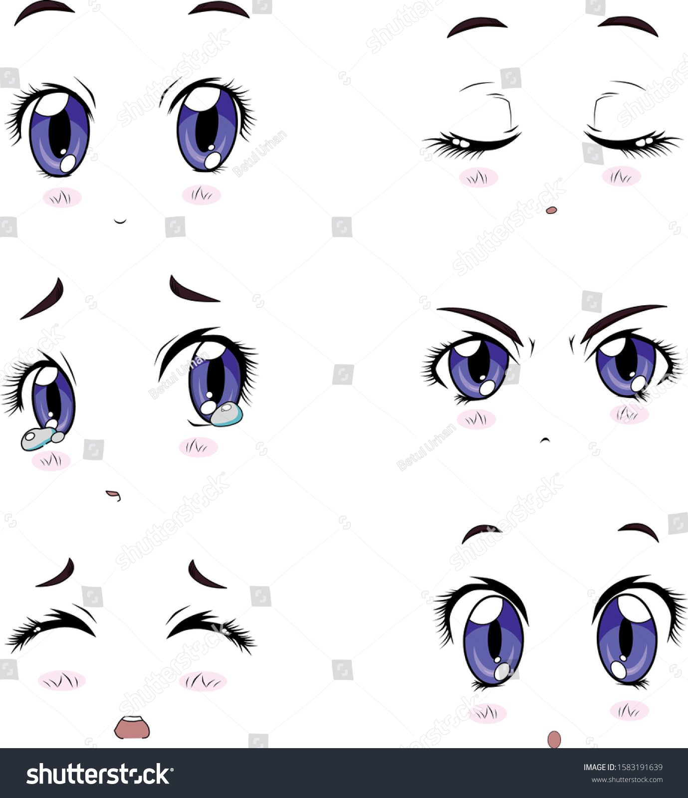 Anime Girl Cartoon Character Eyes Stock Vector Royalty Free