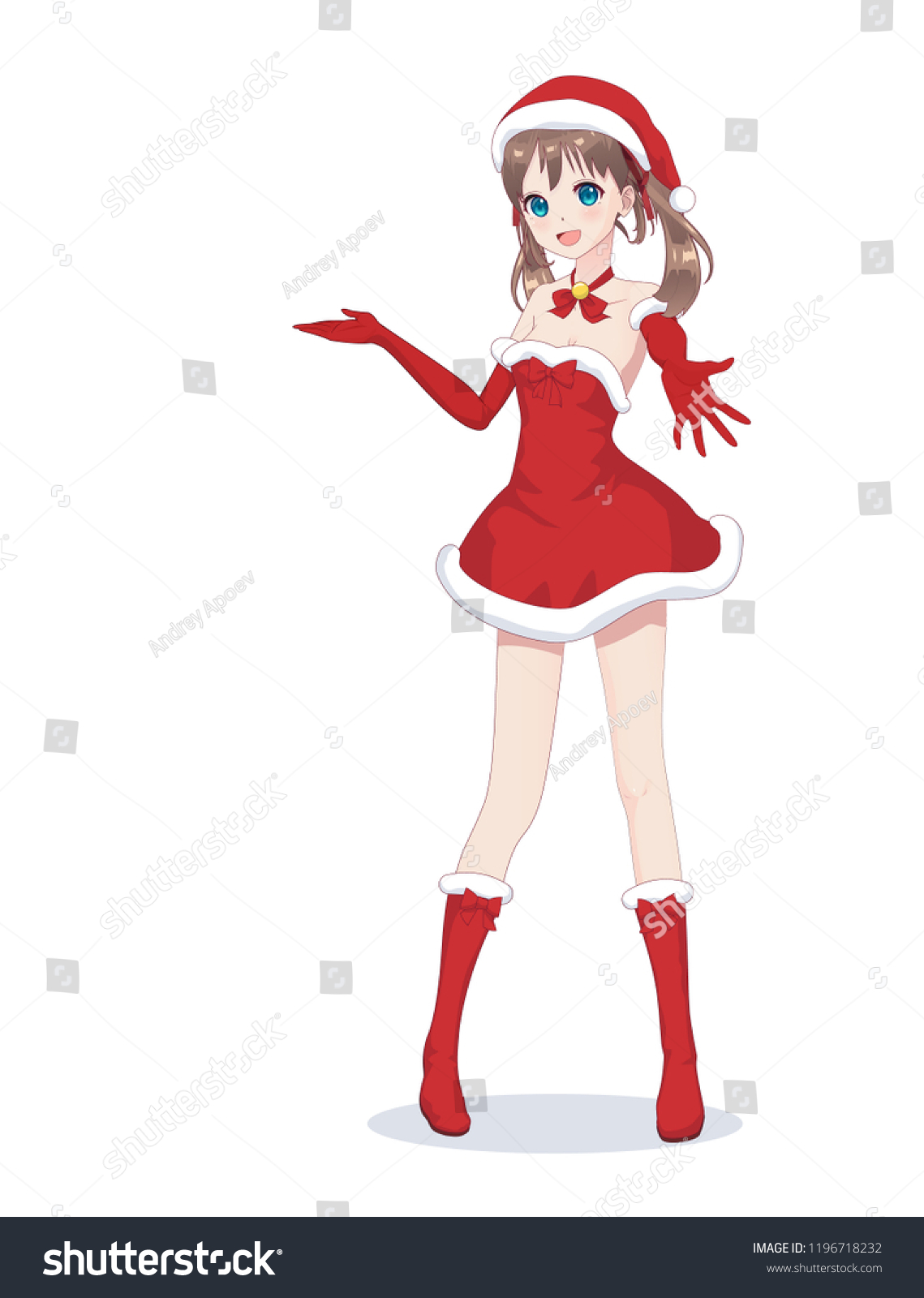 Anime Manga Girl Dressed Santa Claus Stock Vector Royalty Free 1196718232