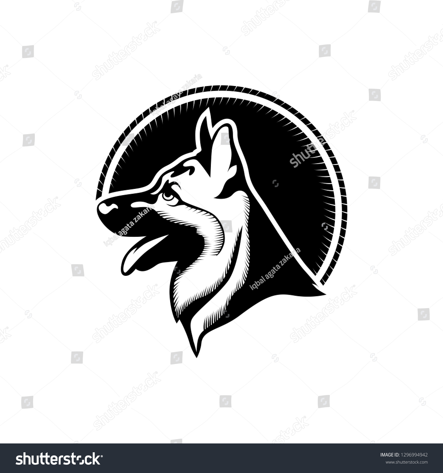 Anjing Ilustrasi Logo Desain Emblem Hewan Stock Vector Royalty