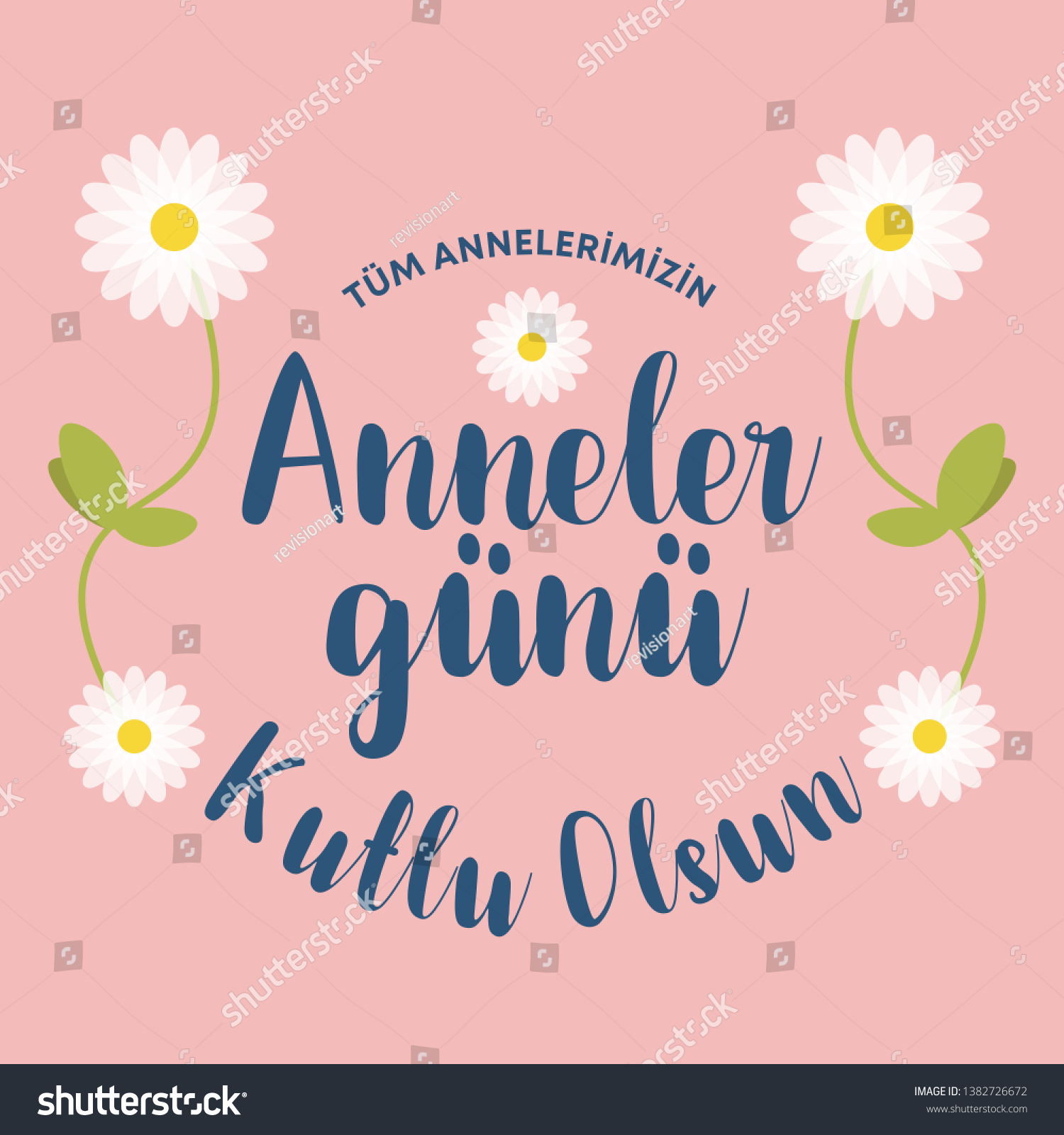 Anneler Gunu Kutlu Olsun Translation Happy Stock Vector Royalty Free 1382726672