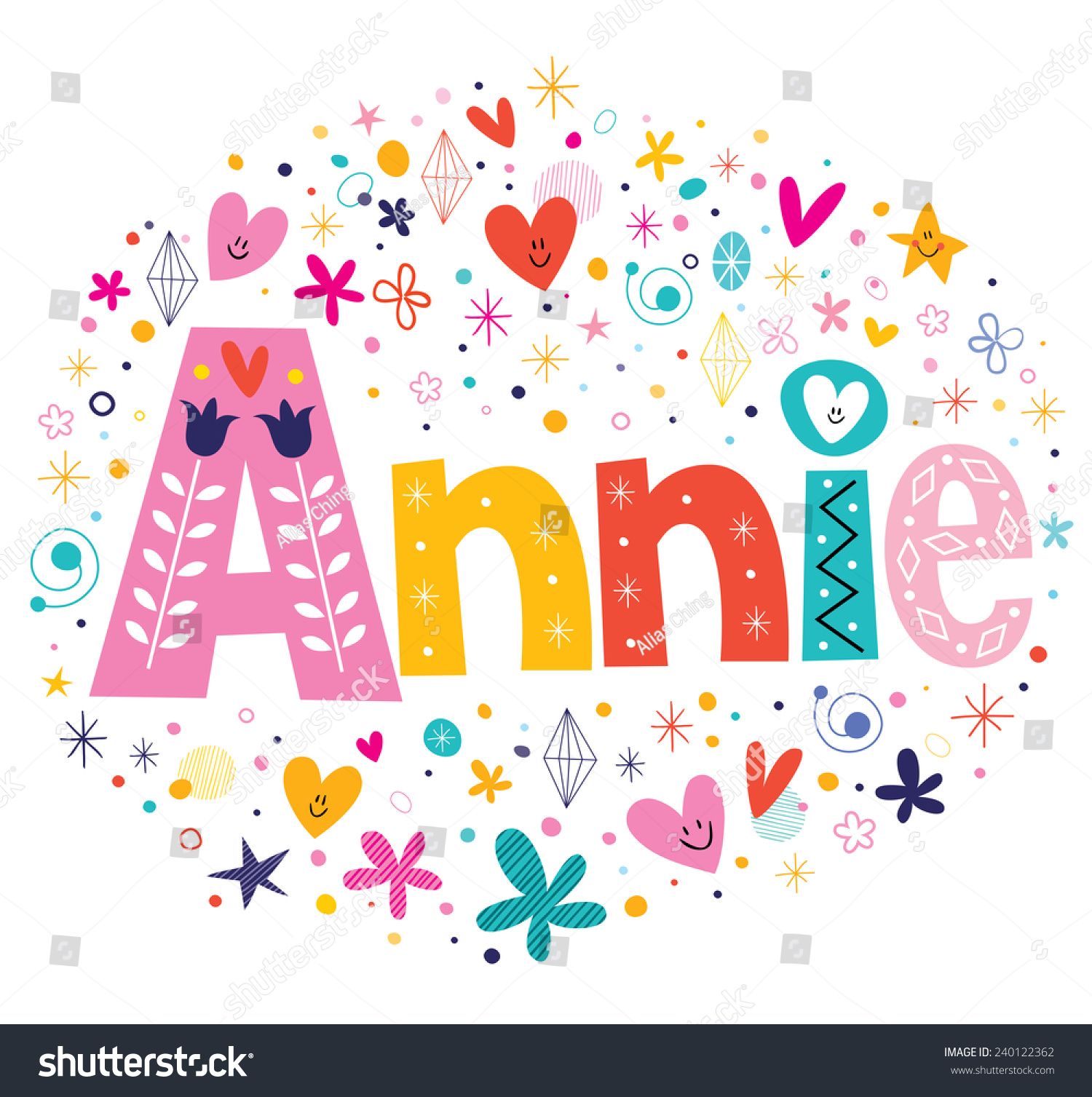 Annie Girls Name Decorative Lettering Type Stock Vector (Royalty Free ...