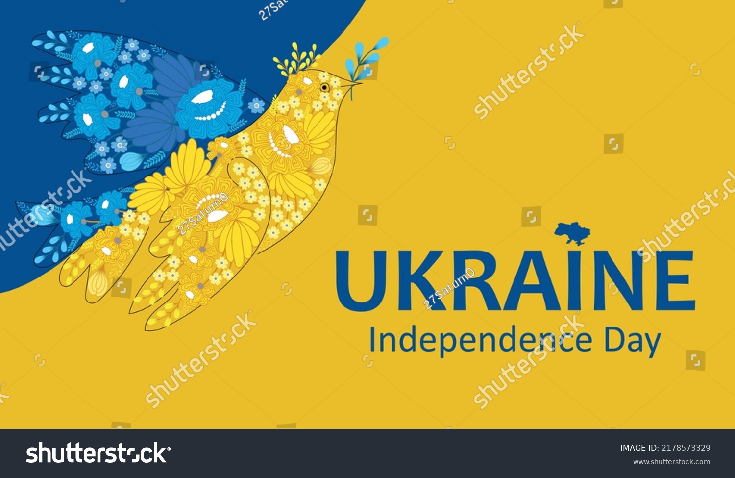 36 376 Ukraine Independence Day Images Stock Photos Vectors   Stock Vector Anniversary Banner Independence Day Of Ukraine Peace Dove Made Of Flowers Peace To Ukraine 2178573329 