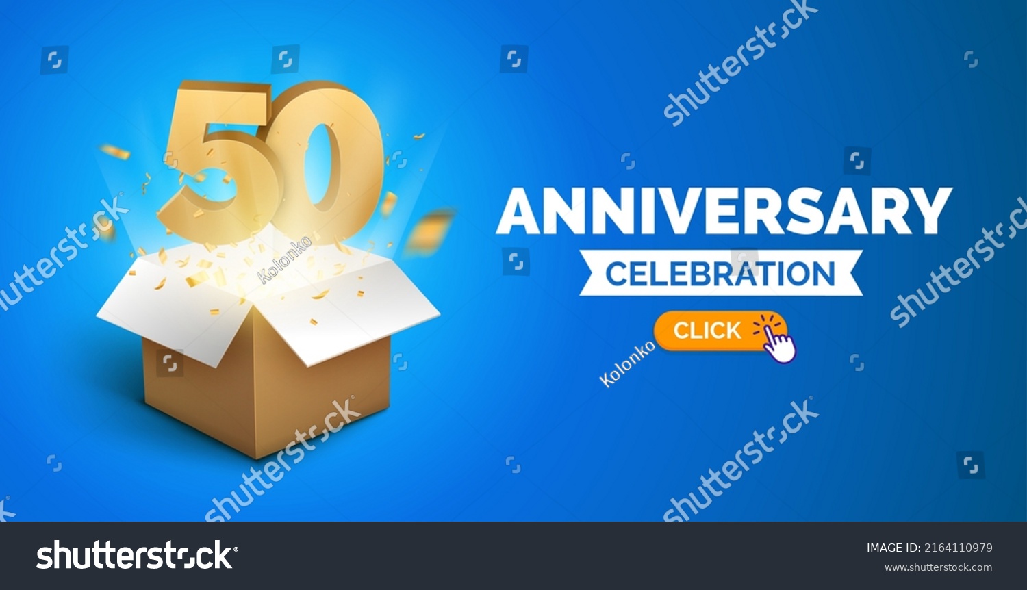 Anniversary Birthday 50 Years Golden Background Stock Vector (Royalty ...