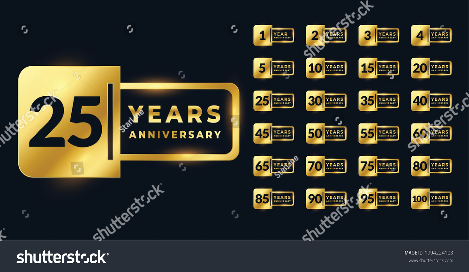 SVG of anniversary golden badge labels big set svg