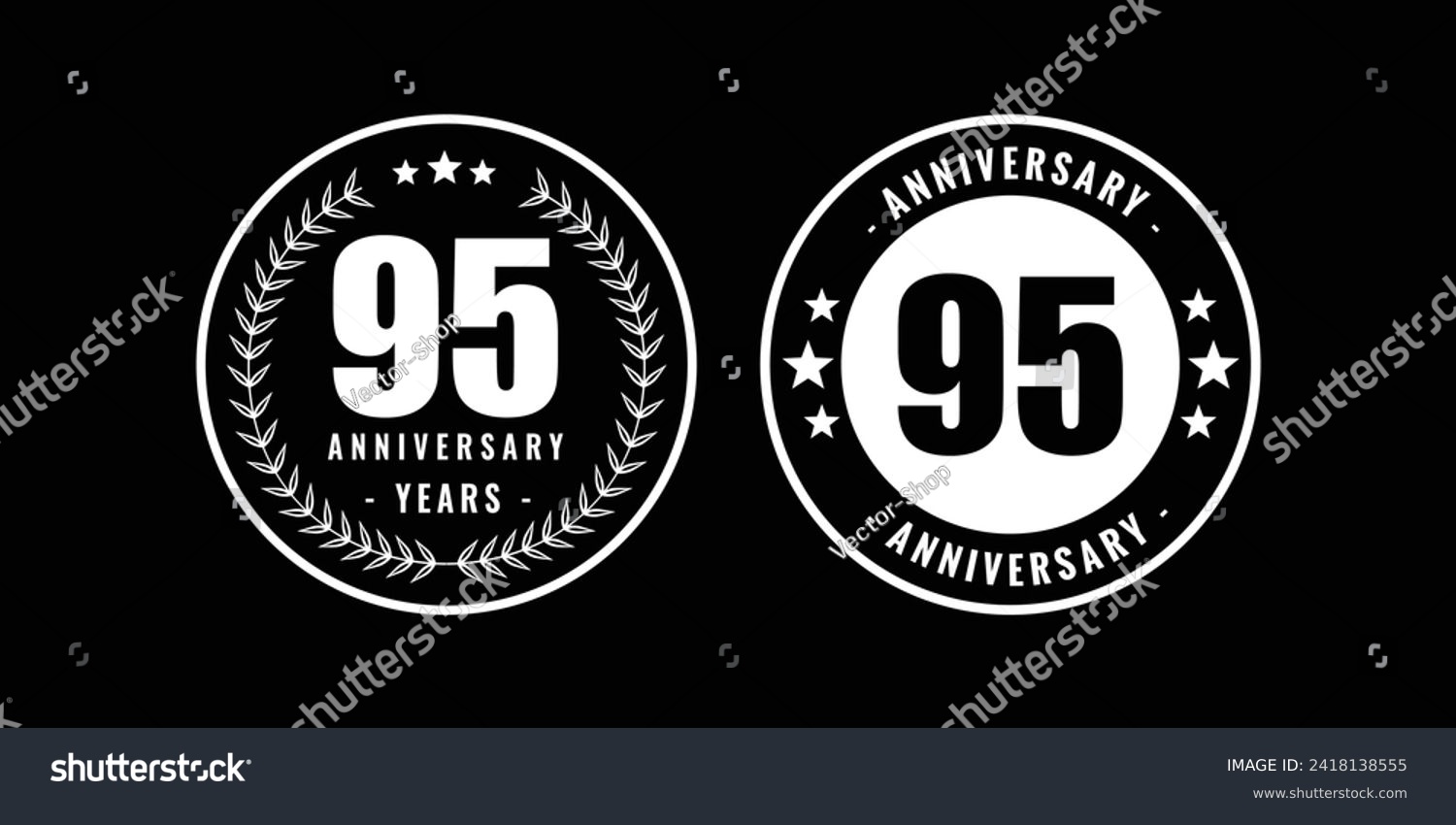 SVG of Anniversary icon or logo in black and white. 95TH Anniversary logo template illustration. svg