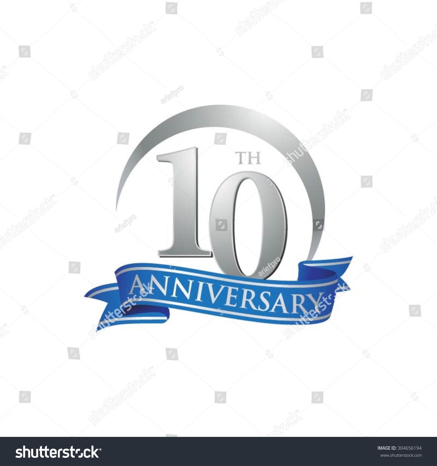 Anniversary Ring Logo Blue Ribbon 10 Stock Vector Royalty Free 304656194 5966