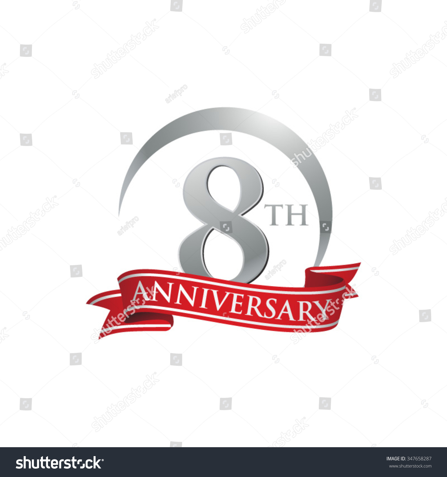 Anniversary Ring Logo Red Ribbon Stock Vector Royalty Free Shutterstock