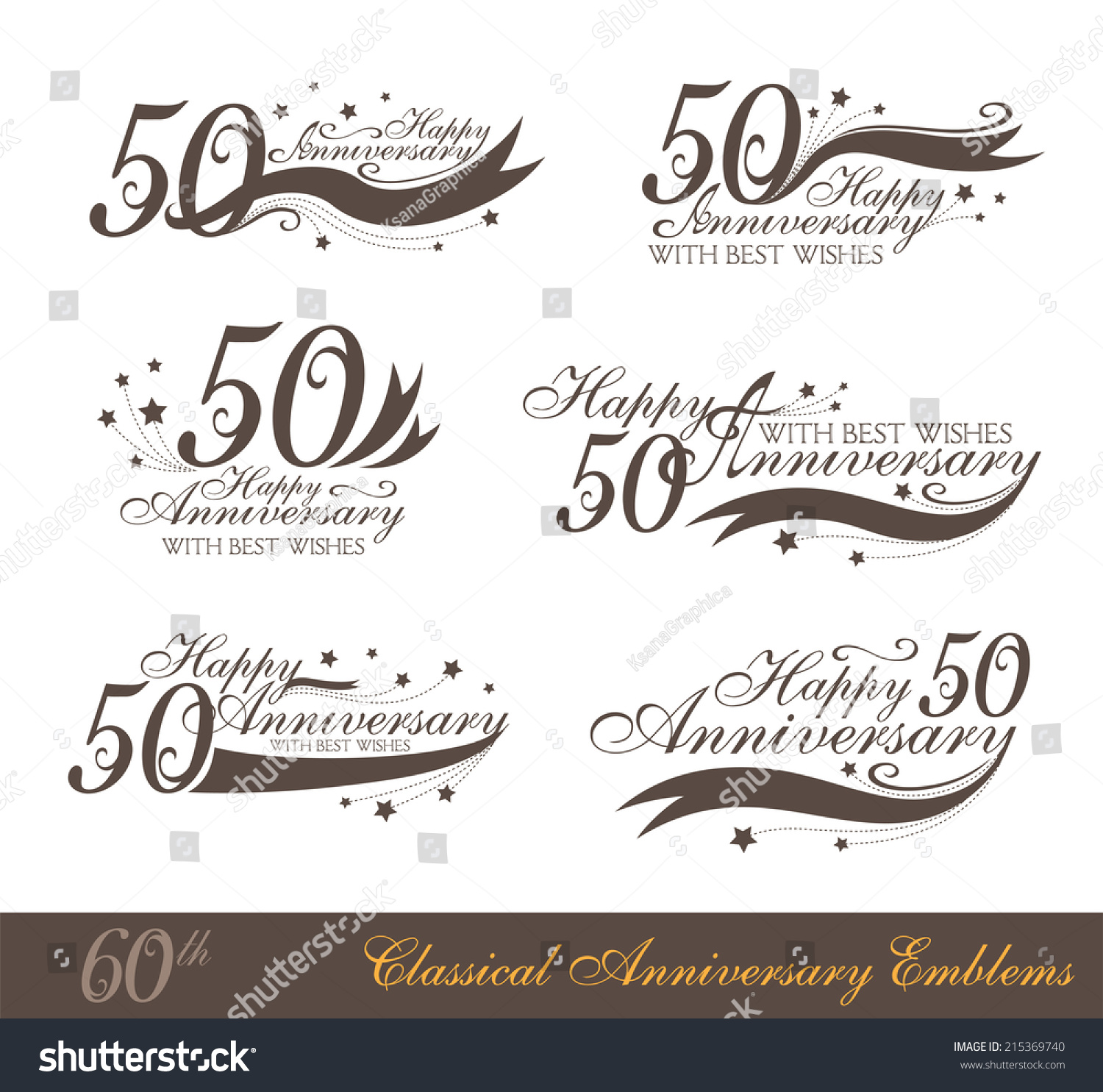 SVG of Anniversary 50th signs collection in classic style. Template of birthday celebration and jubilee emblems  with numbers and copy space on the ribbons. svg