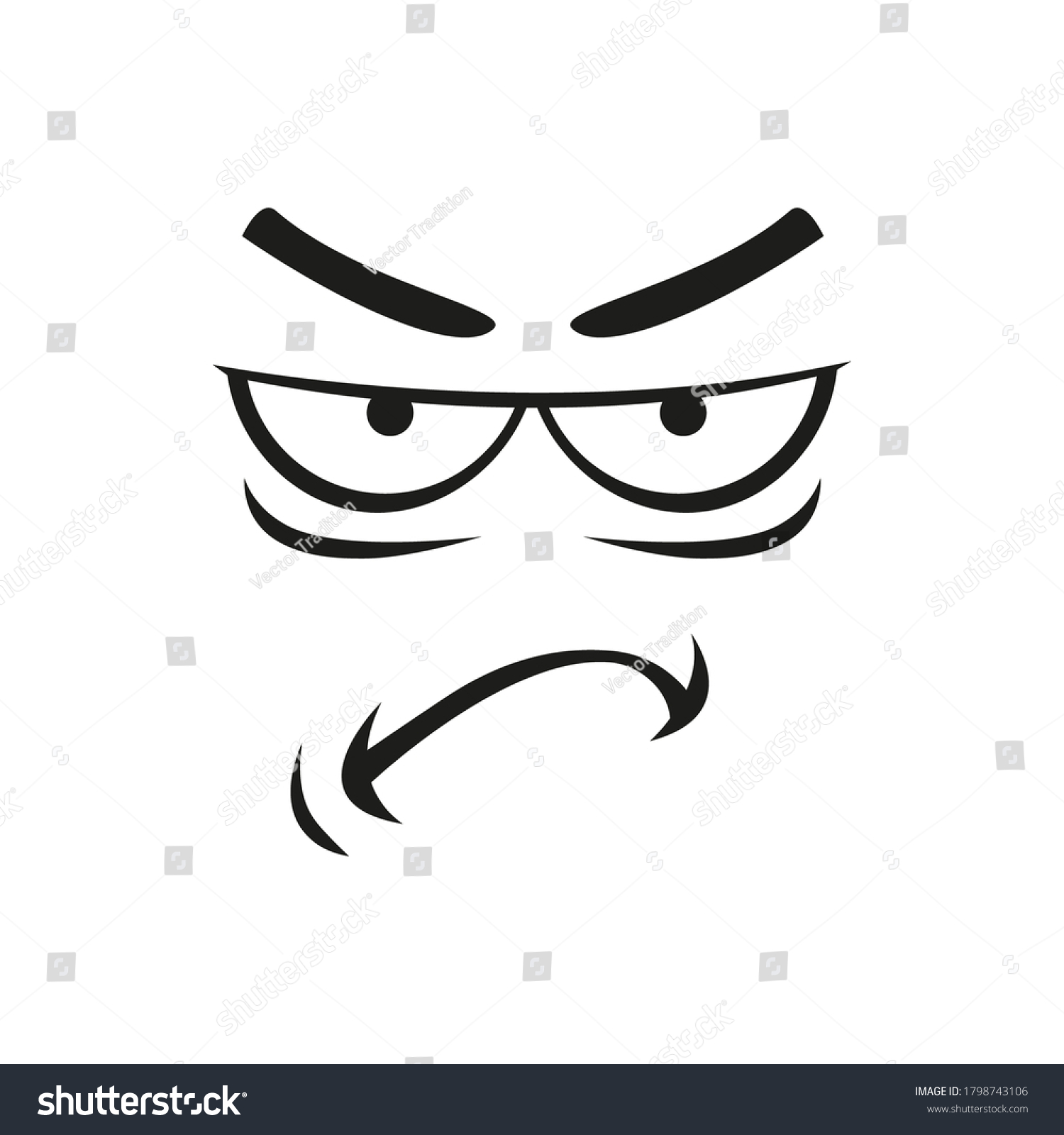 Annoyed Emoji Expression Isolated Upset Emoticon Stock Vector (Royalty ...