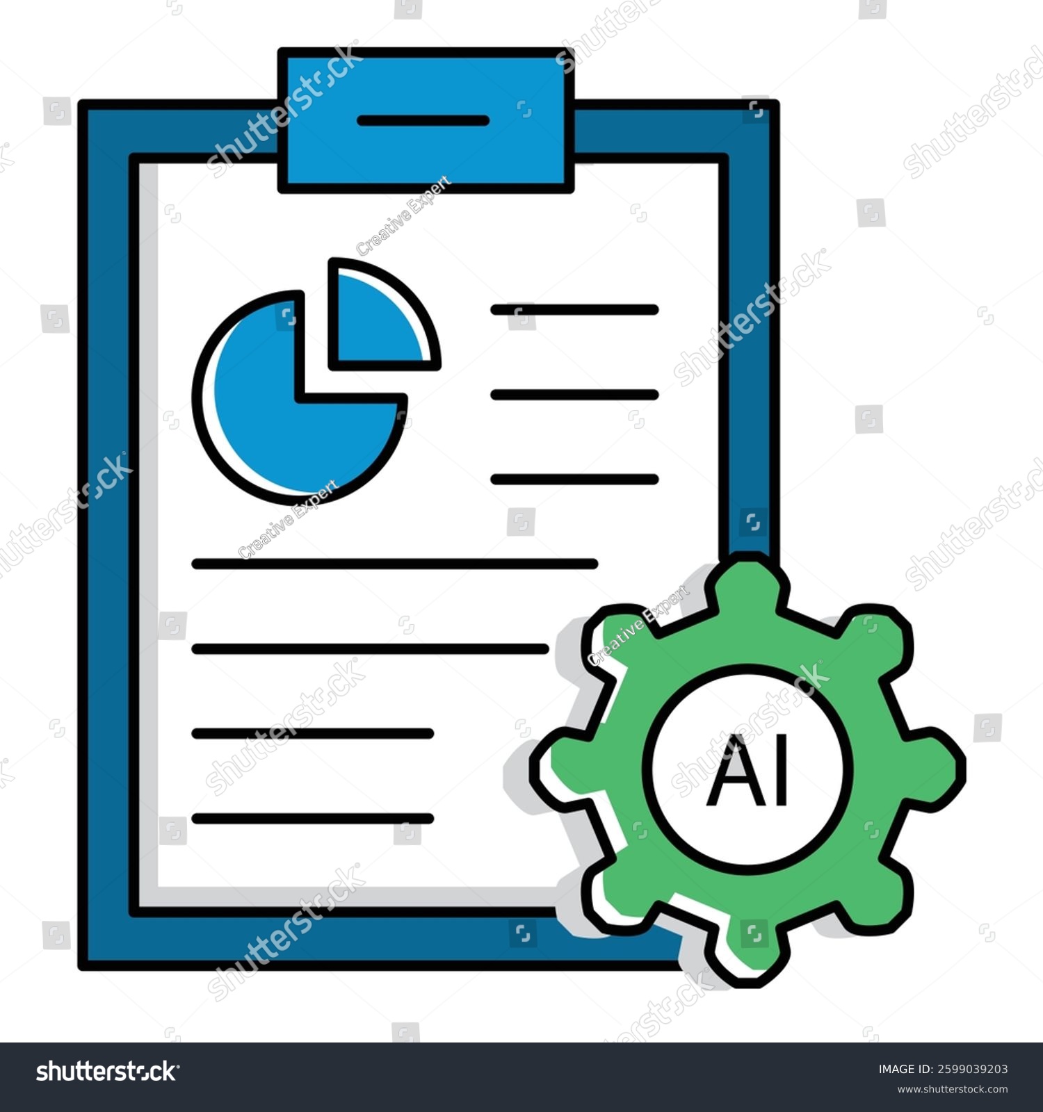 ai report with gear and chart clip art preview