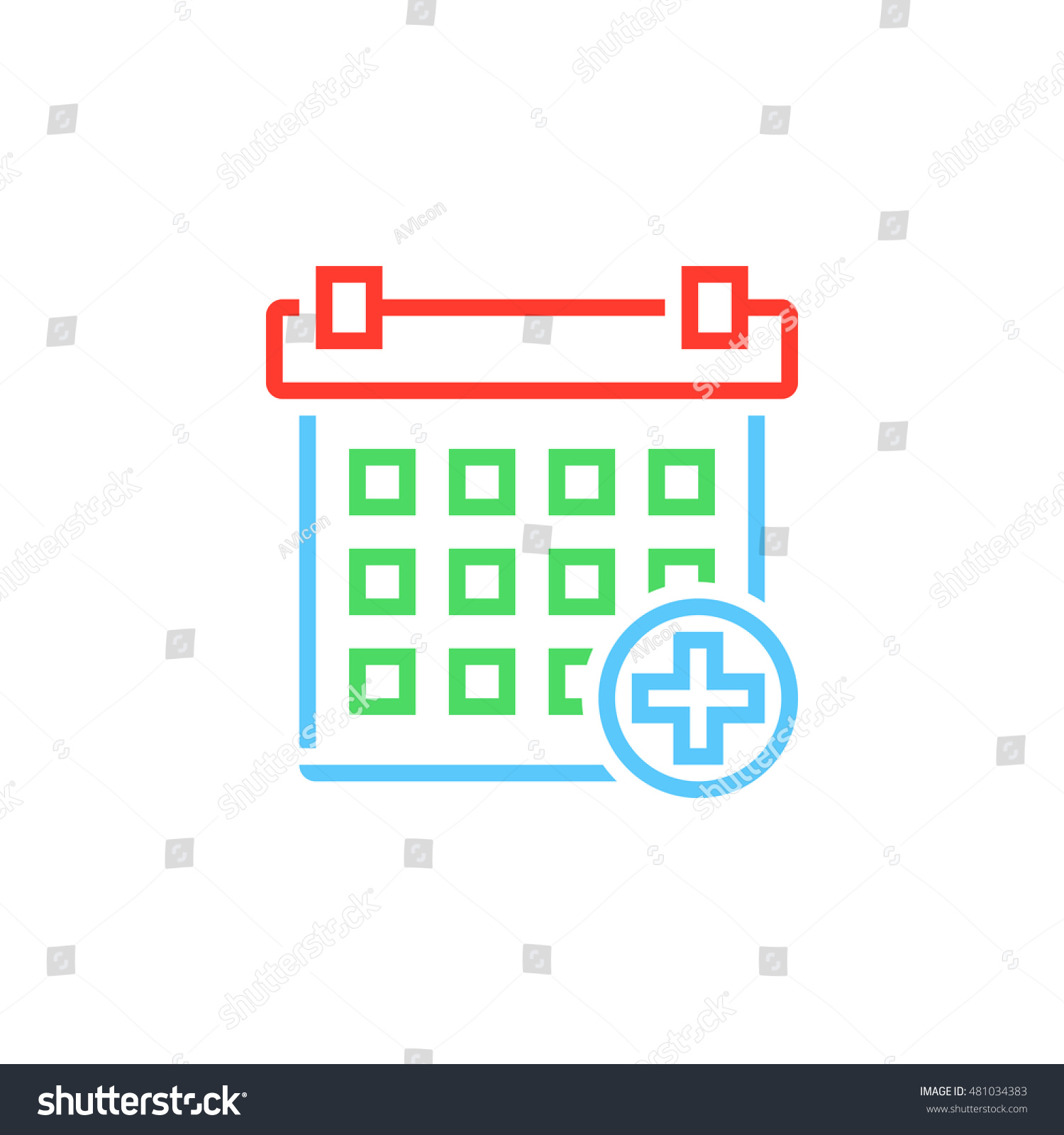 Annual Medical Checkup Symbol Calendar Line Stock Vector 481034383