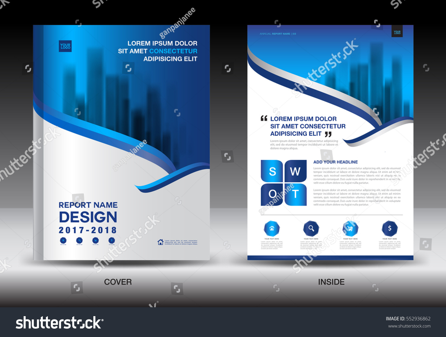 Annual Report Brochure Flyer Template White Stock Vector 552936862 Shutterstock Annual Newsletter Template