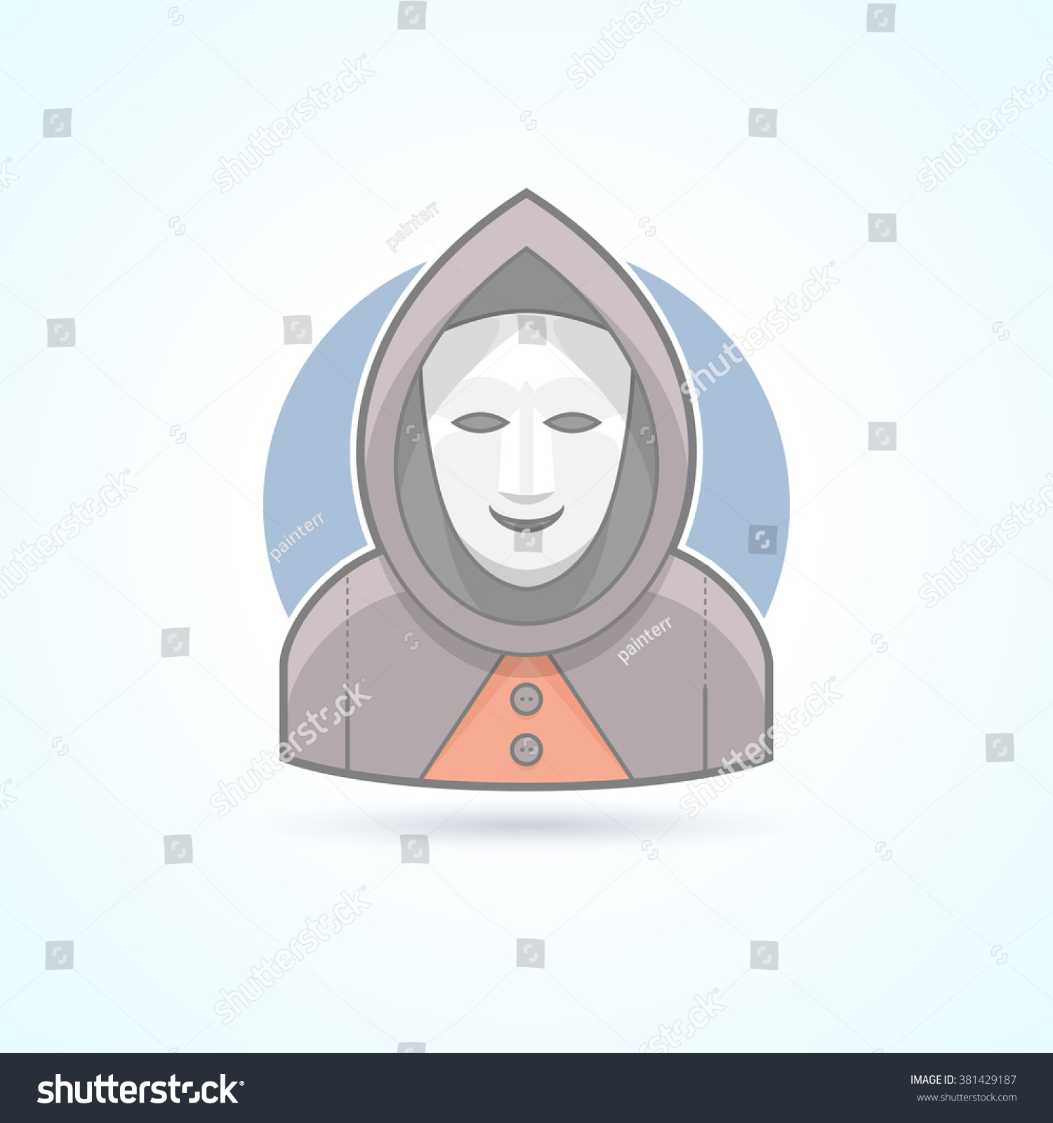 SVG of Anonymity, stranger, mask man, mysterious guy icon. Avatar and person illustration. Flat colored outlined style. Vector illustration. svg