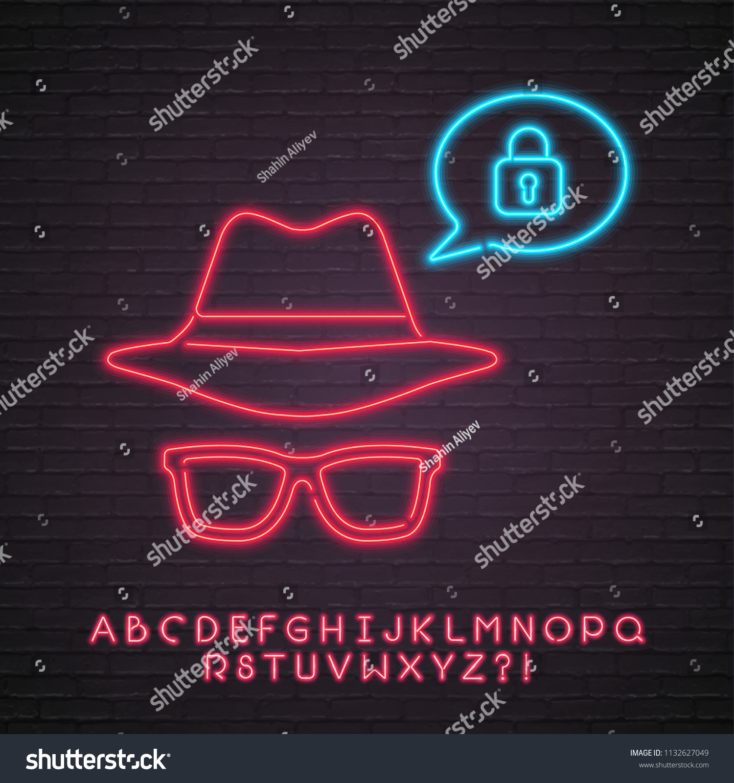 Anonymous Neon Light Glowing Vector Illustrator Stock Vector Royalty Free