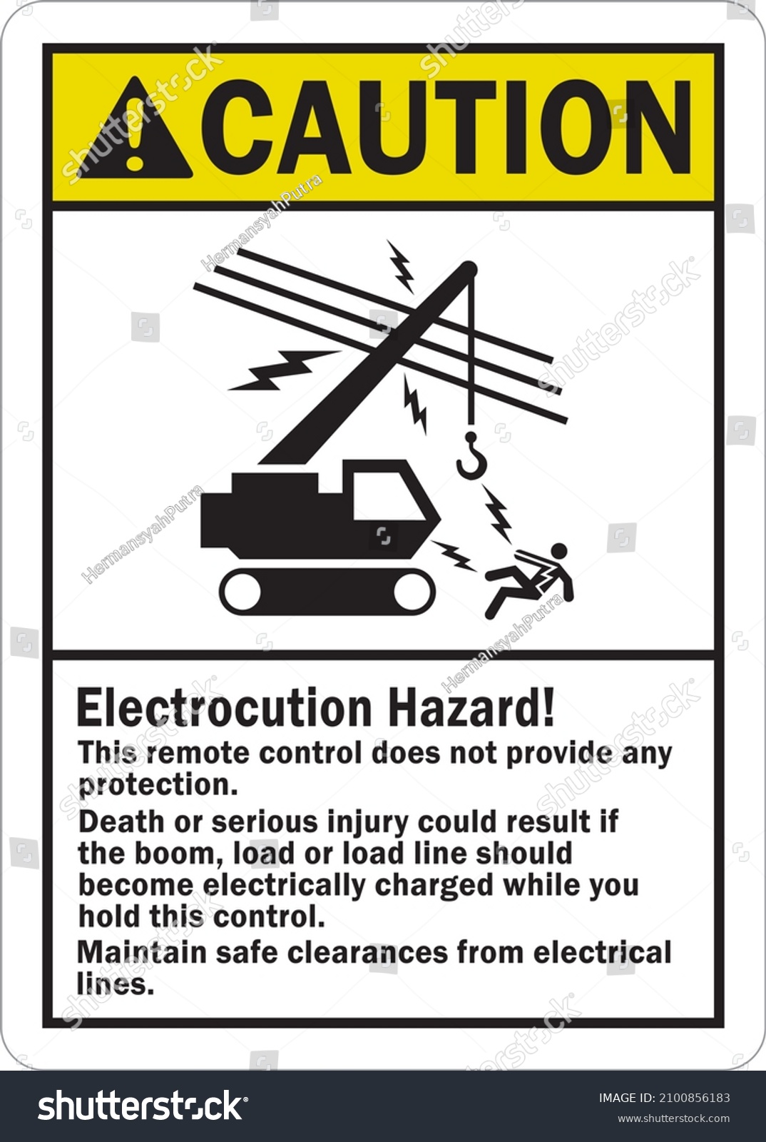 Ansi Caution Crane Safety Sign Electrocution Stock Vector (Royalty Free ...