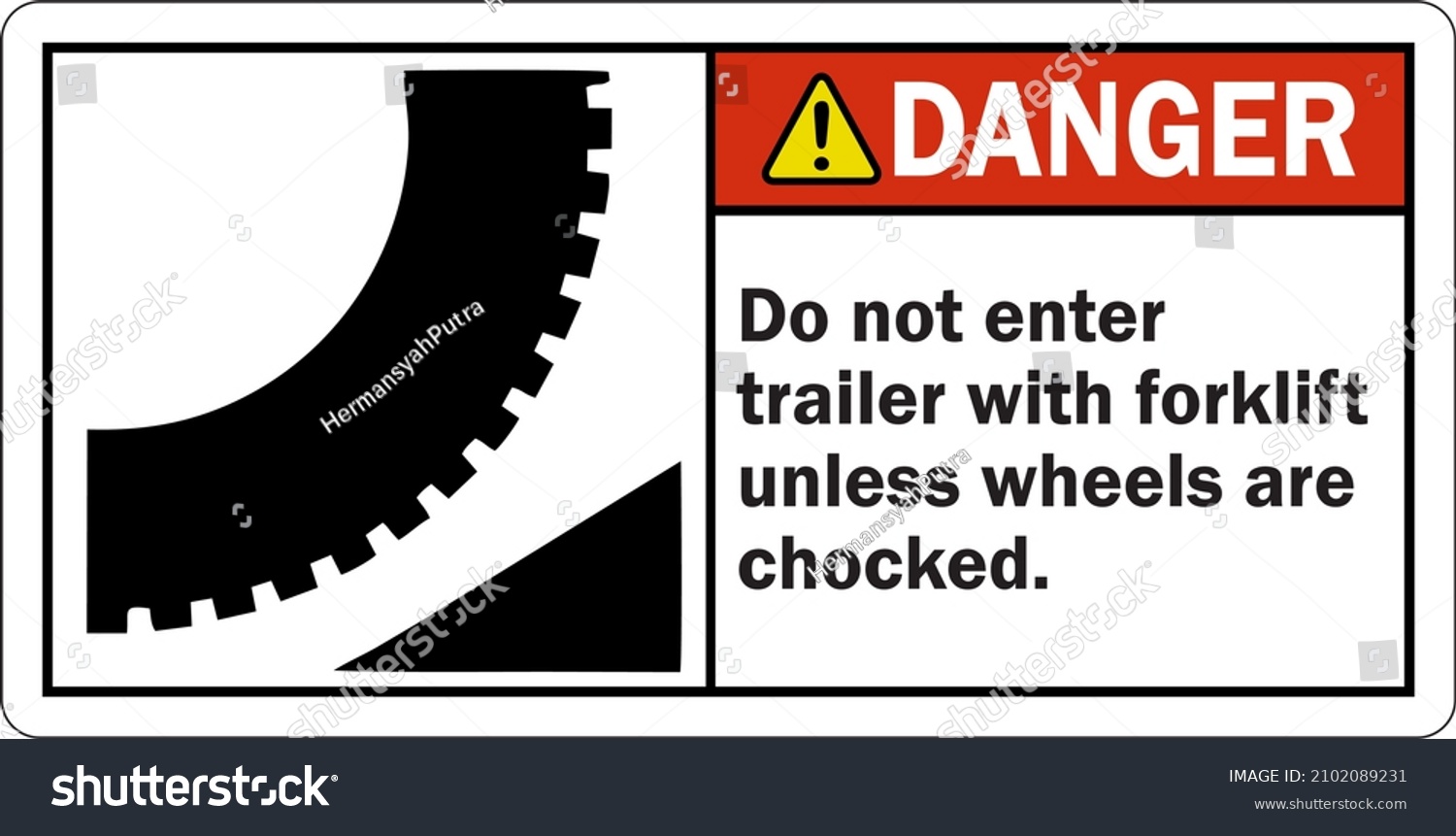 SVG of ANSI Danger Label Do Not Enter Trailer With Forklift Unless Wheels Are Chocked (With Graphic) (LB-2657) svg