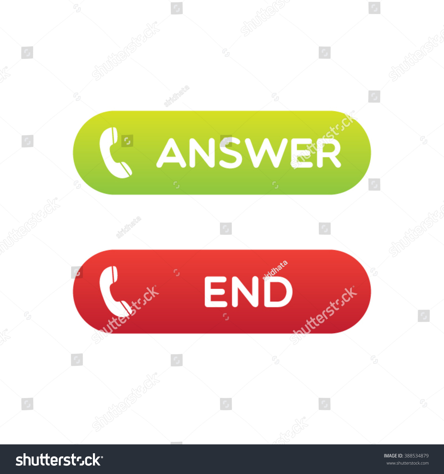 Answer End Phone Call Buttons Stock Vector Royalty Free 388534879