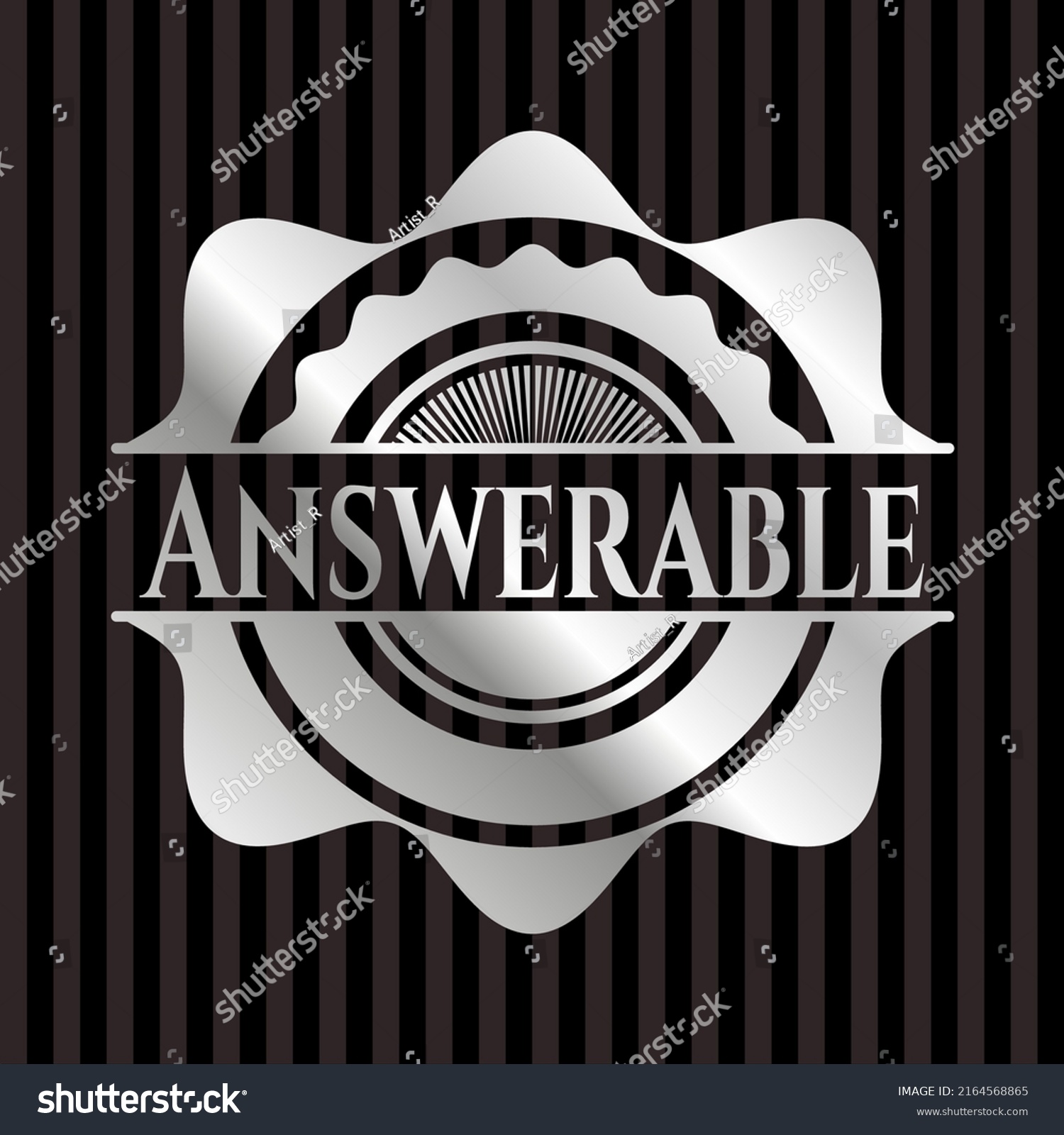 Answerable Silvery Badge Emblem Vector Illustration Stock Vector