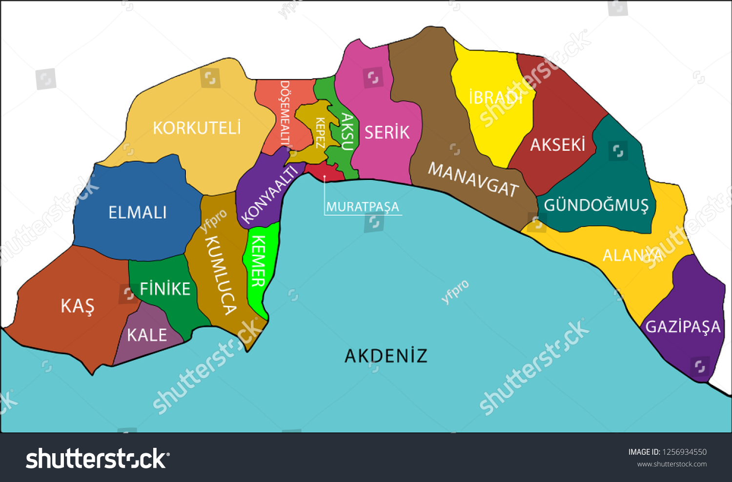 Antalya Turkey Map Vector: vector de stock (libre de regalías ...