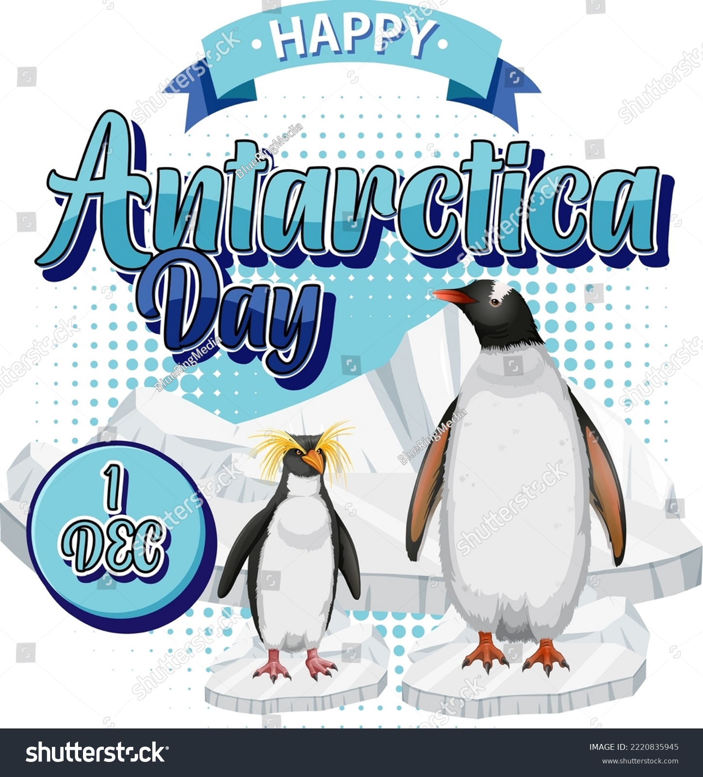 SVG of Antarctica day text with penguin illustration svg