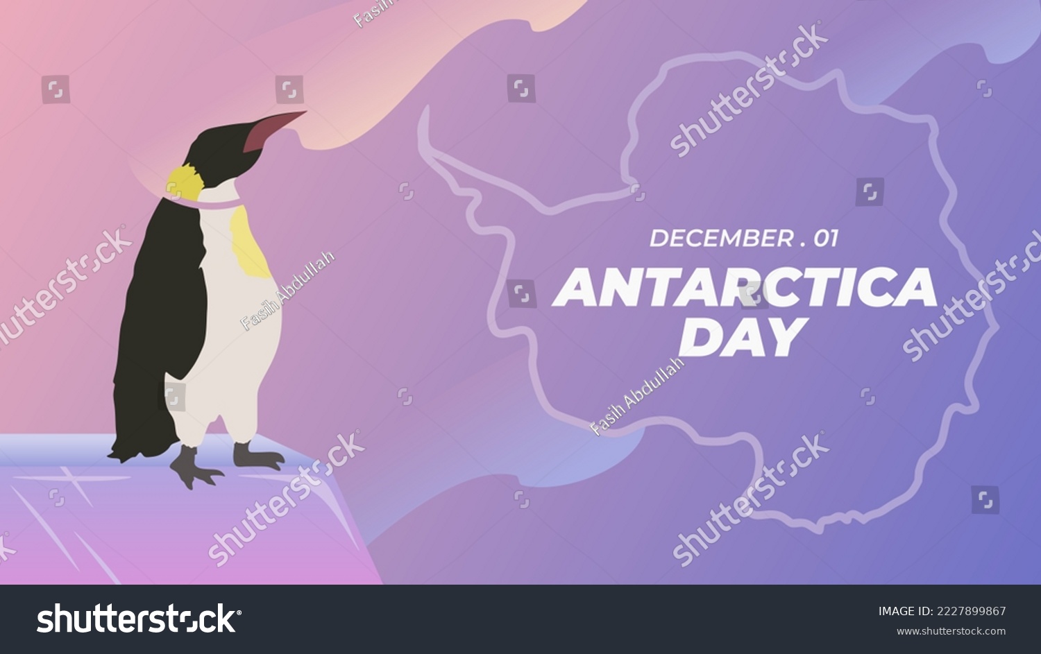SVG of Antarctica day vector illustration template in the best color theme, with antarctica map and penguin. Observed every december 1. Perfect for your graphic resources for many purposes, banner or poster. svg