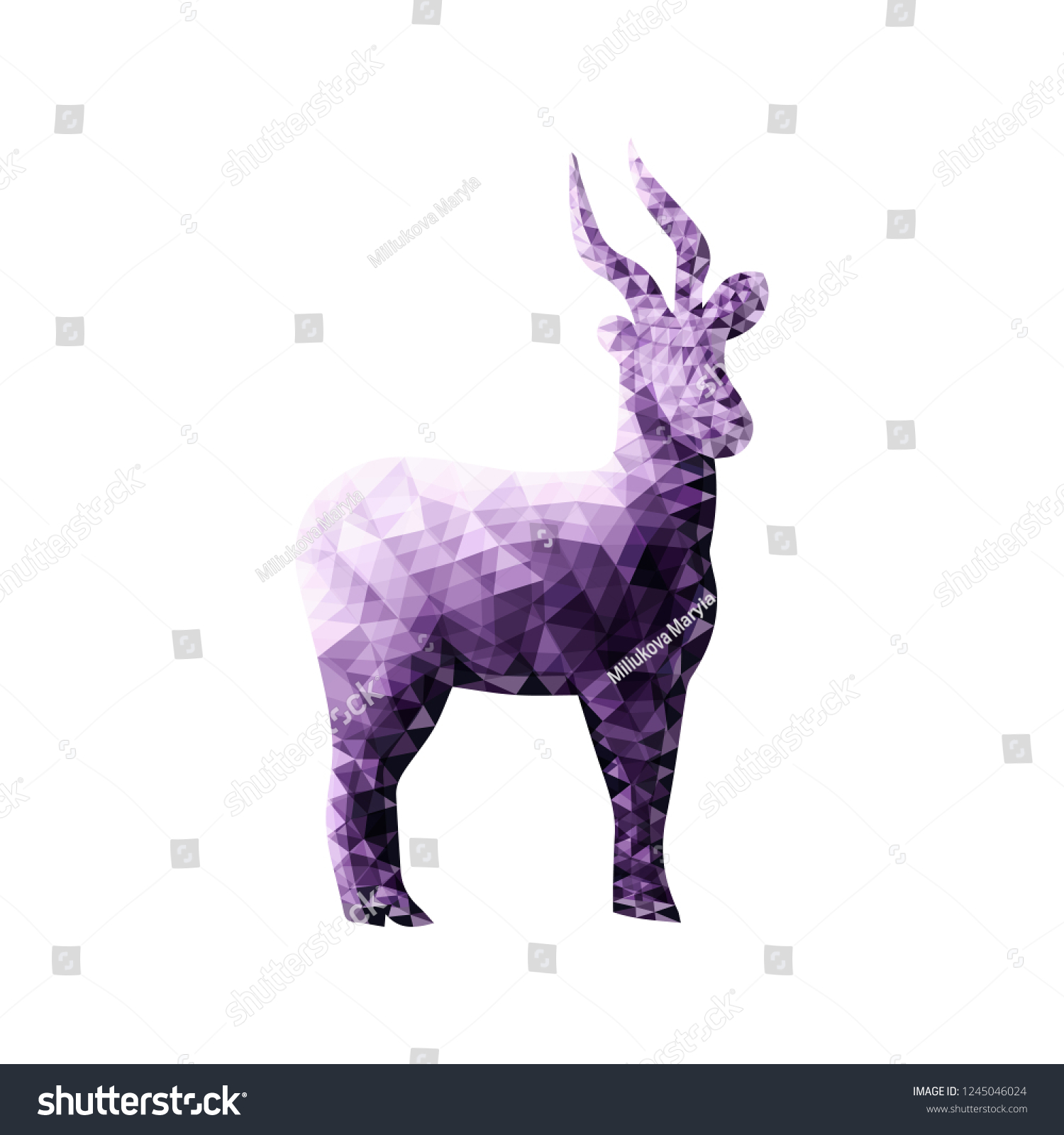 Antelope Low Poly Whole Side View Stock Vector (Royalty Free) 1245046024